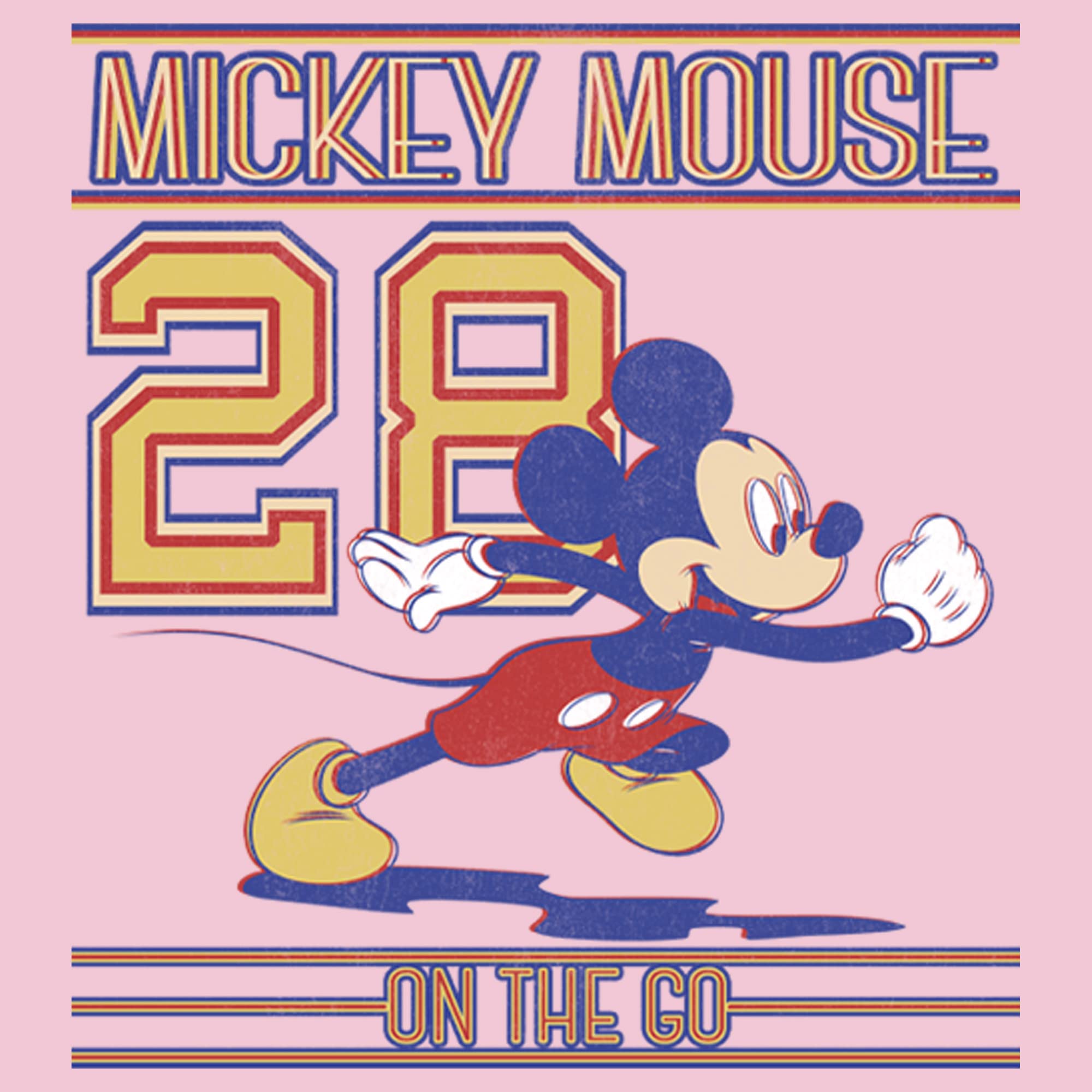 Disney Mickey Mouse Since 1928 Girls' Solid Color Short Sleeve Crewneck T-Shirt - Casual Wear, Birthday Gifts, Disney Theme Parties