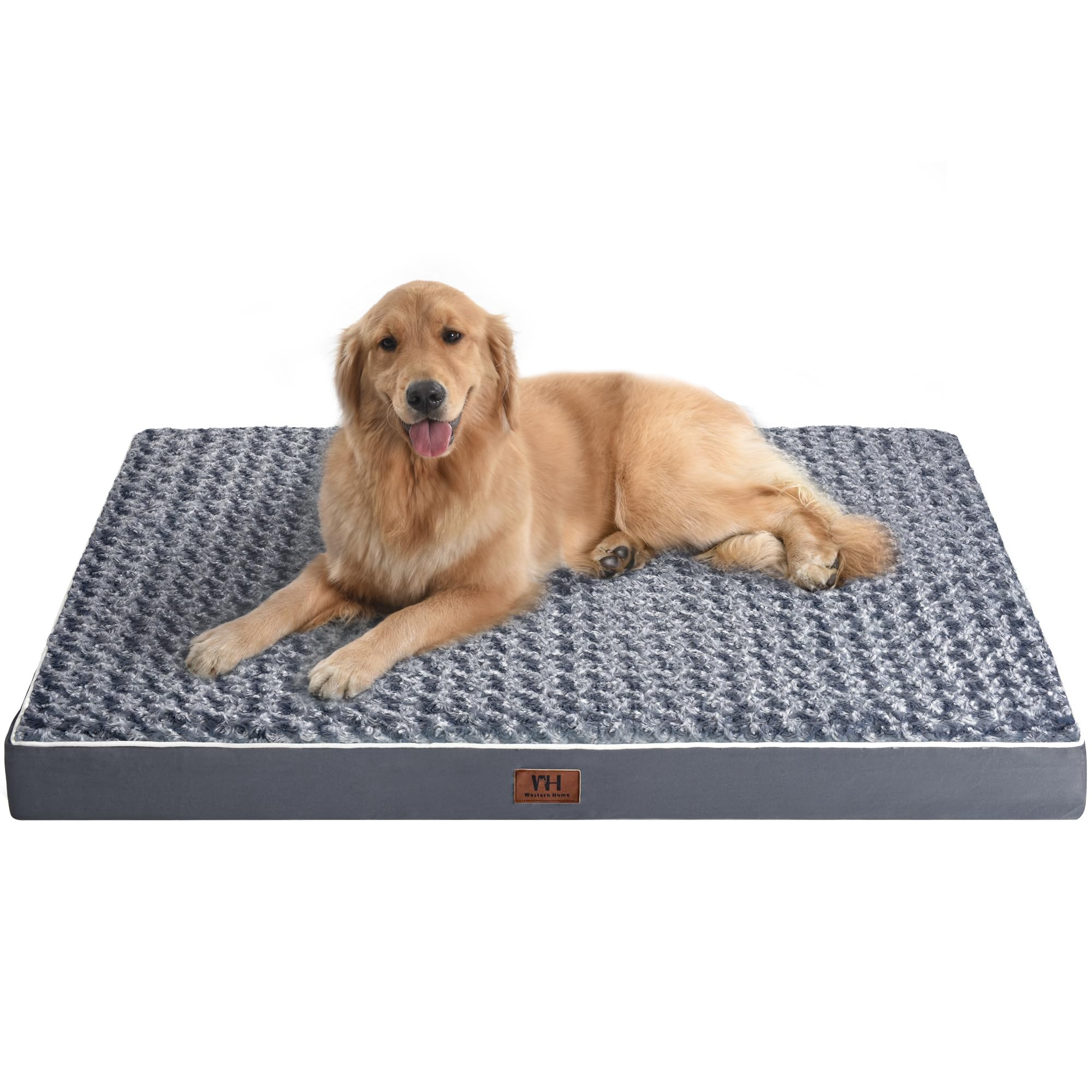WESTERN HOME WH Orthopedic Dog Bed for Large, Jumbo & Medium Dogs - Waterproof Pet Mattress with Removable Washable Cover, Thick Egg Crate Foam & Non-Slip Bottom - Perfect for Senior Dogs, Arthritic Pets & Crate Training