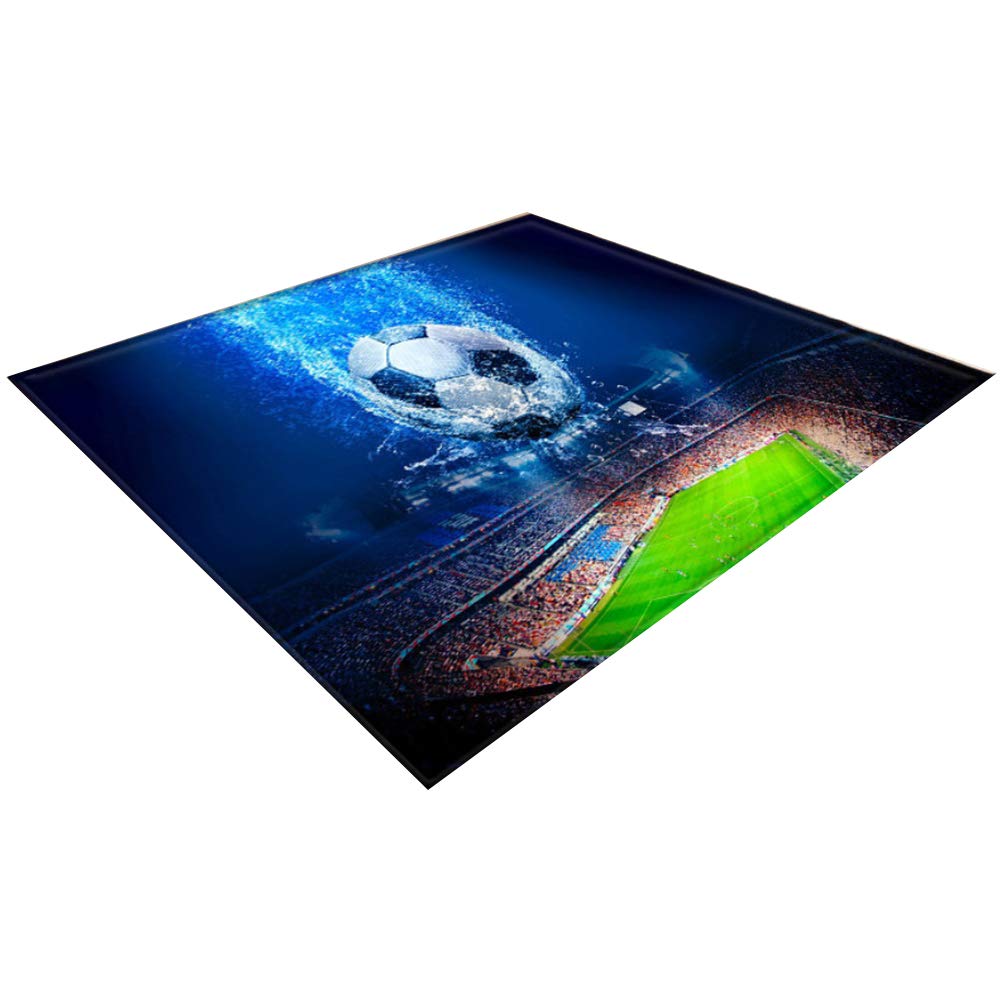 DOITOOL Non-Slip 3D Soccer Ball Printed Bath Mat - 200x150cm Large Absorbent Doormat, Soft Area Rug for Bathroom, Bedroom, Living Room Decor - Perfect for Sports Fans & Home Decoration