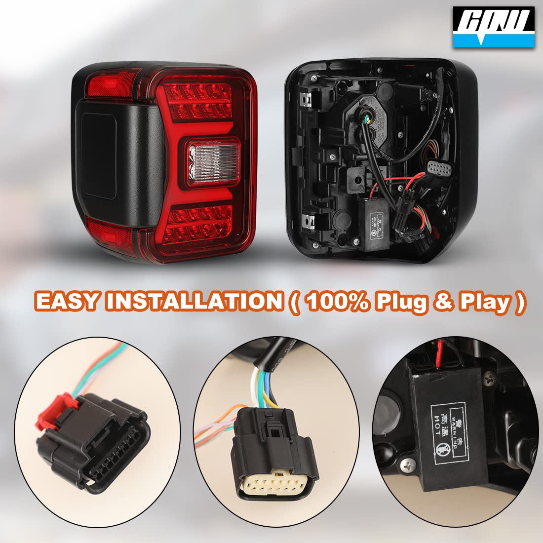 Premium LED Tail Lights Assembly for 2019-2025 Jeep Gladiator JT - Full LED Functional Rear Lamp Replacement with Sequential Turn Signal (Black Housing Red Lens) - Perfect for Off-Roading & Night Driving Safety