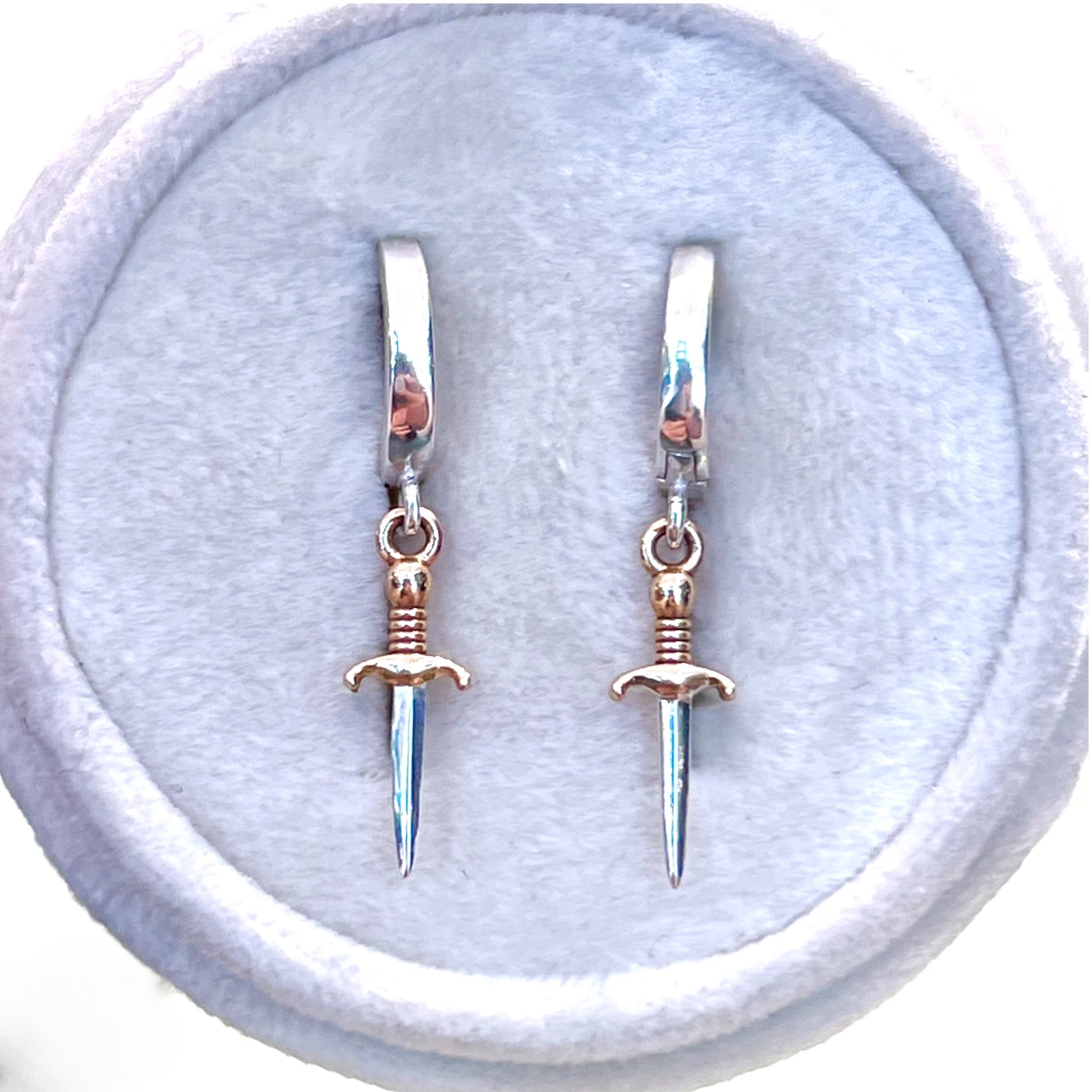 Mini Dagger Hoop Earrings for Women - Trendy Gothic Punk Jewelry - Stainless Steel Small Dangle Earrings for Daily Wear, Parties & Halloween Costume Accessories