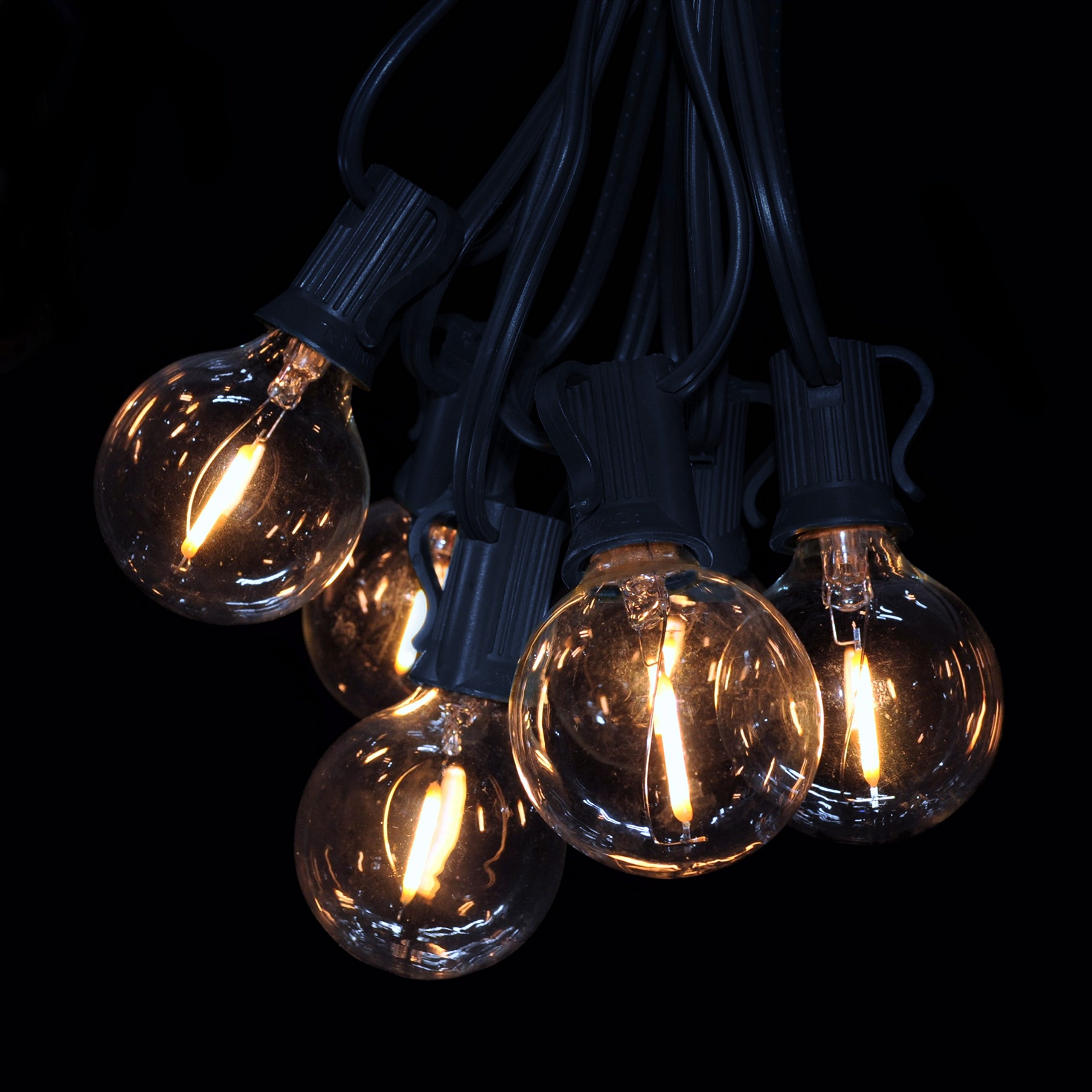 Solar Powered LED Lights - 20 LED G40 Clear Bulbs, 25 Foot String Lights - Outdoor/Patio/Garden Decoration for Parties, Weddings & Home Lighting