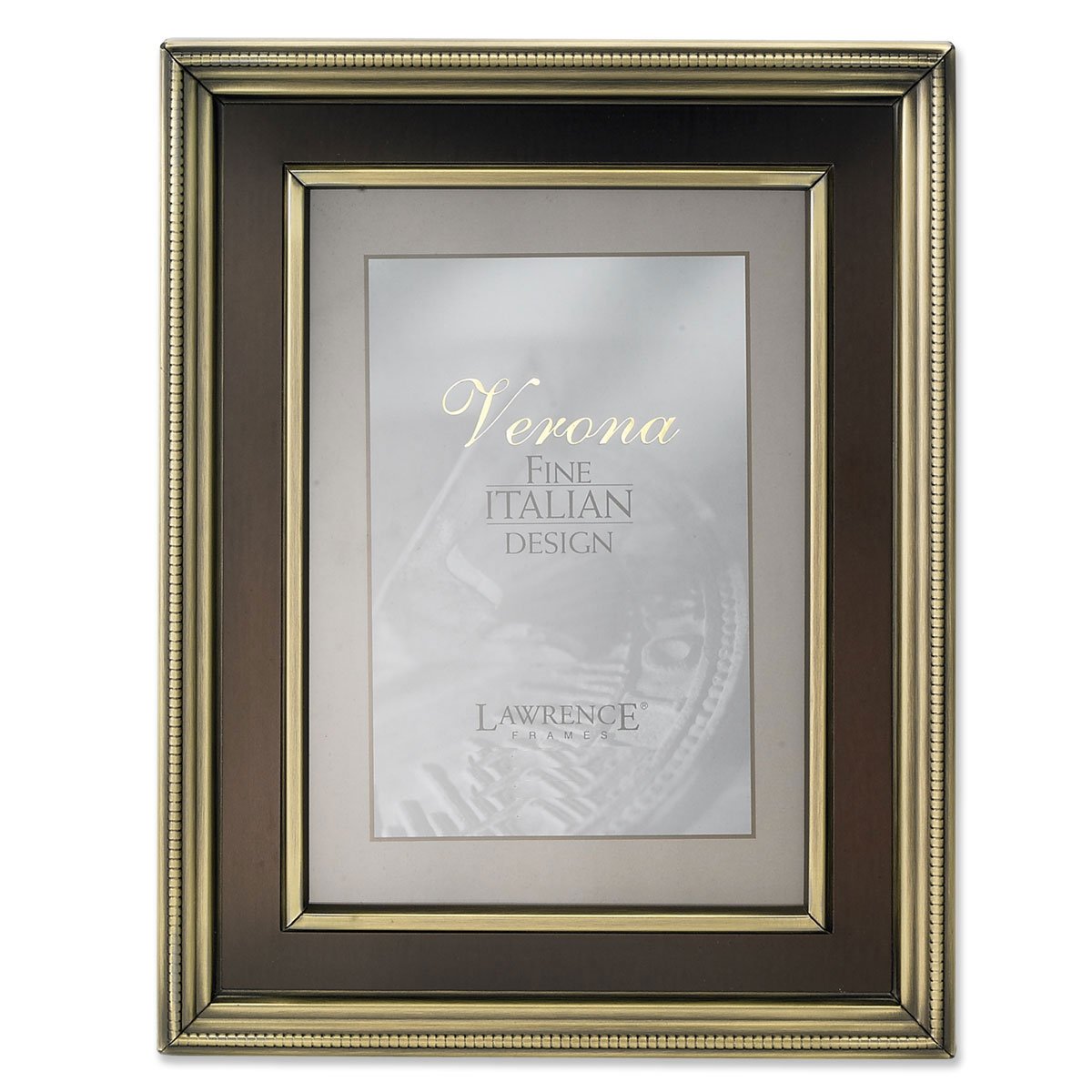 Lawrence Frames 8x10 Inch Brushed Brass Metal Picture Frame with Oil Rubbed Bronze Inner Panel - Perfect for Home Decor, Wedding Photos, and Office Display