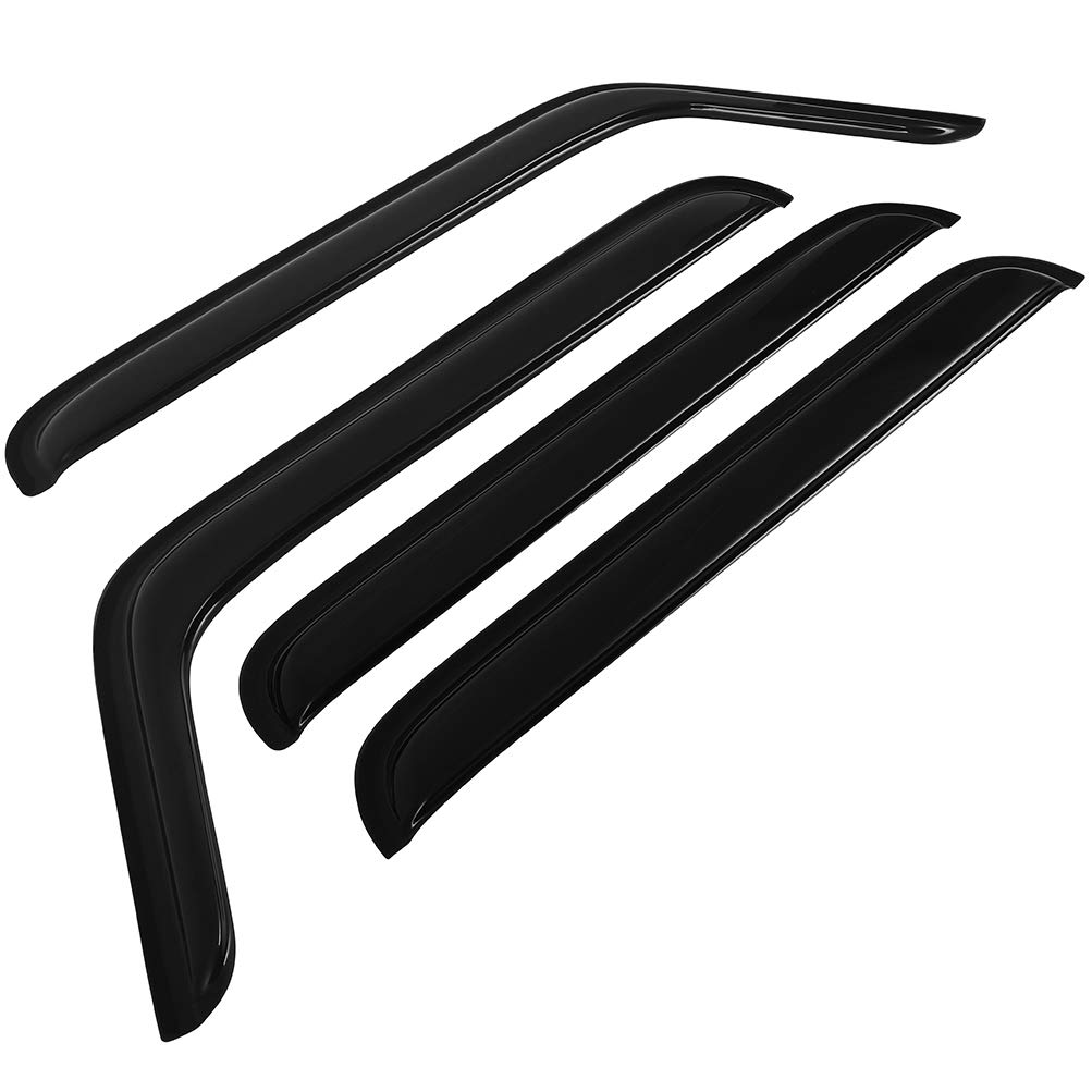 ECCPP Original Tape-on Window Deflectors for 2007-2017 Jeep Wrangler - 4 Piece Side Window Rain Guards - Reduce Noise & Protect Interior from Rain, Dust, and UV Rays - Perfect for Off-Roading and Daily Commuting