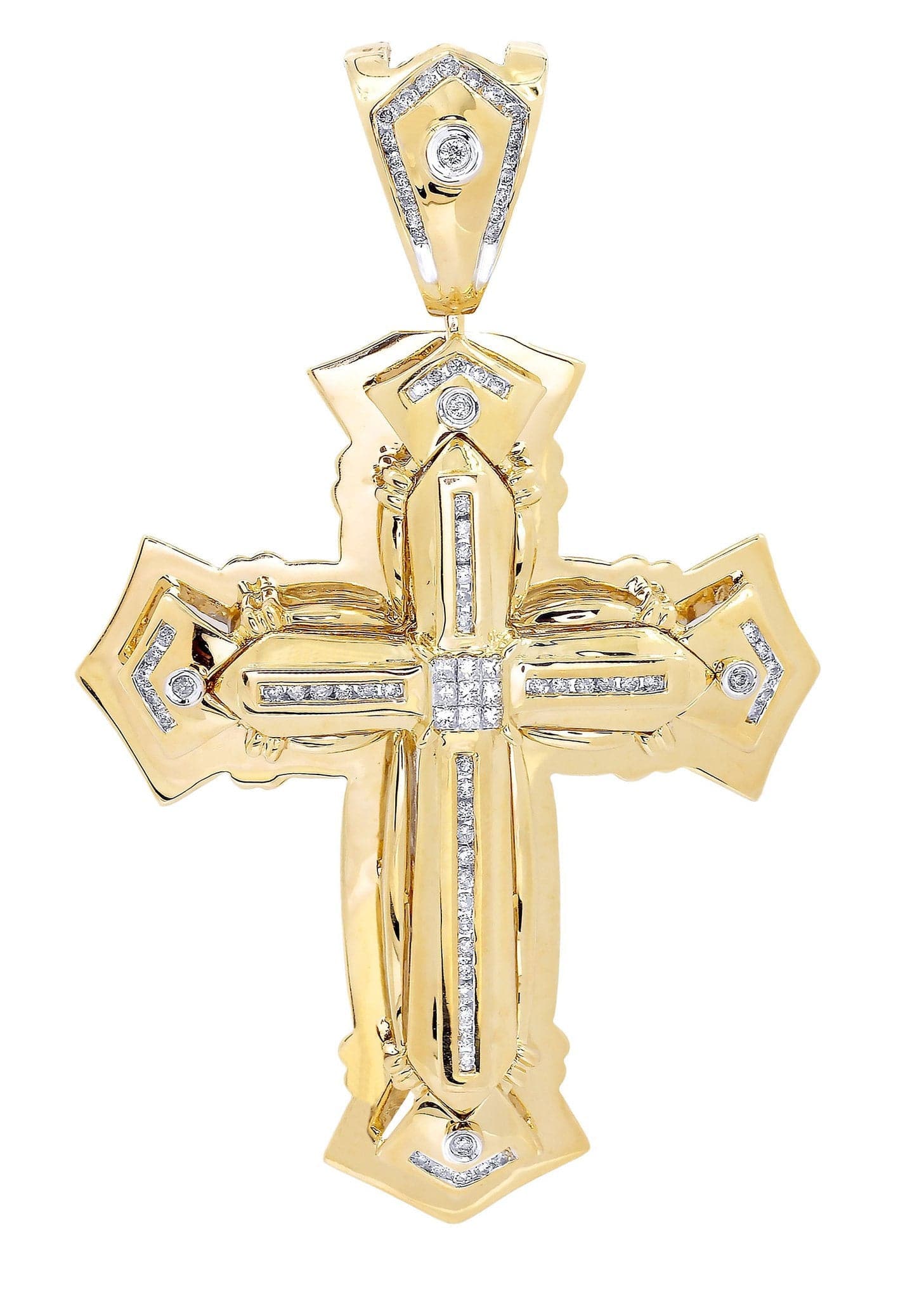 1.03 Carat Diamond Cross Pendant Necklace - 28.1 Grams Sterling Silver Jewelry for Women - Perfect for Church, Weddings & Special Occasions