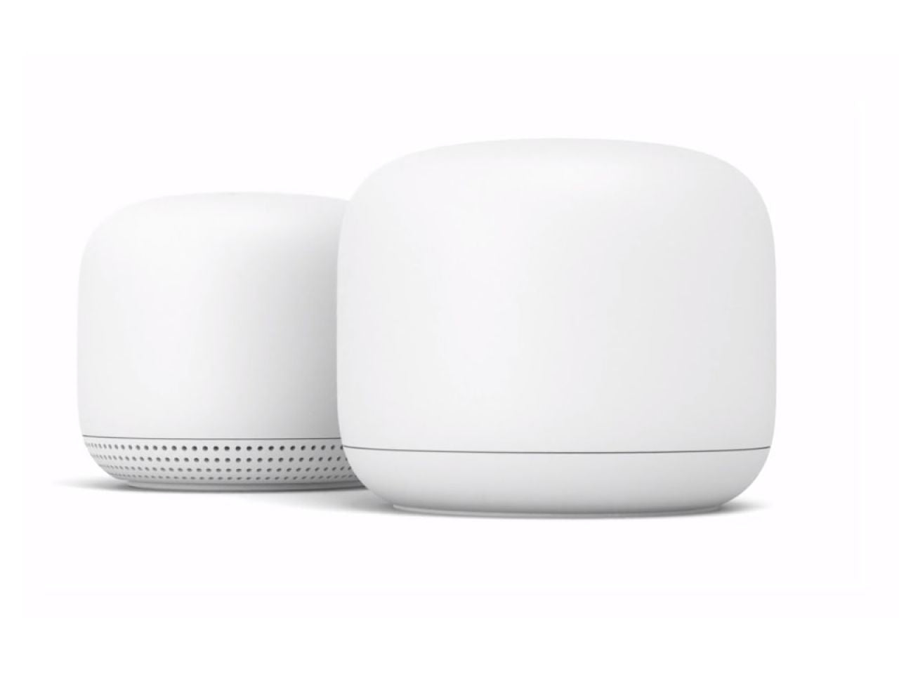 Google Nest Mesh Wi-Fi System (2 Pack) - Dual-Band Router & Point with Voice Assistant, 4K Streaming, Smart Home Compatible - White - Perfect for Whole Home Coverage & Smart Device Control