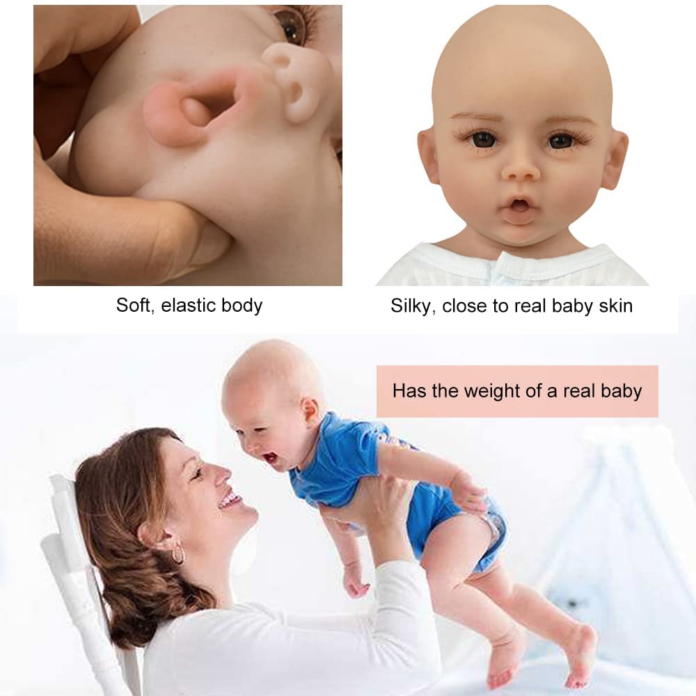 SUAISKR 18 Inch Realistic Reborn Baby Doll - Lifelike Handmade Silicone Toddler Boy with Full Body & Skeleton (White) | Perfect for Collectors, Photography Props, and Therapy Use