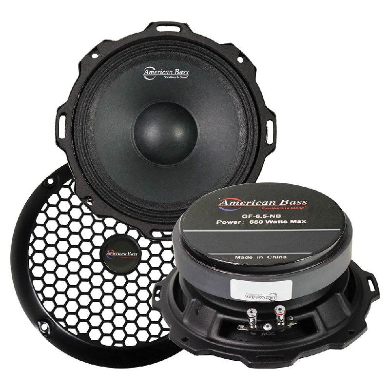 American Bass GF65NB 650W 6.5 Inch 4 Ohm Midrange Car Audio Speaker - Premium Sound for Vehicles, Boats & Motorcycles