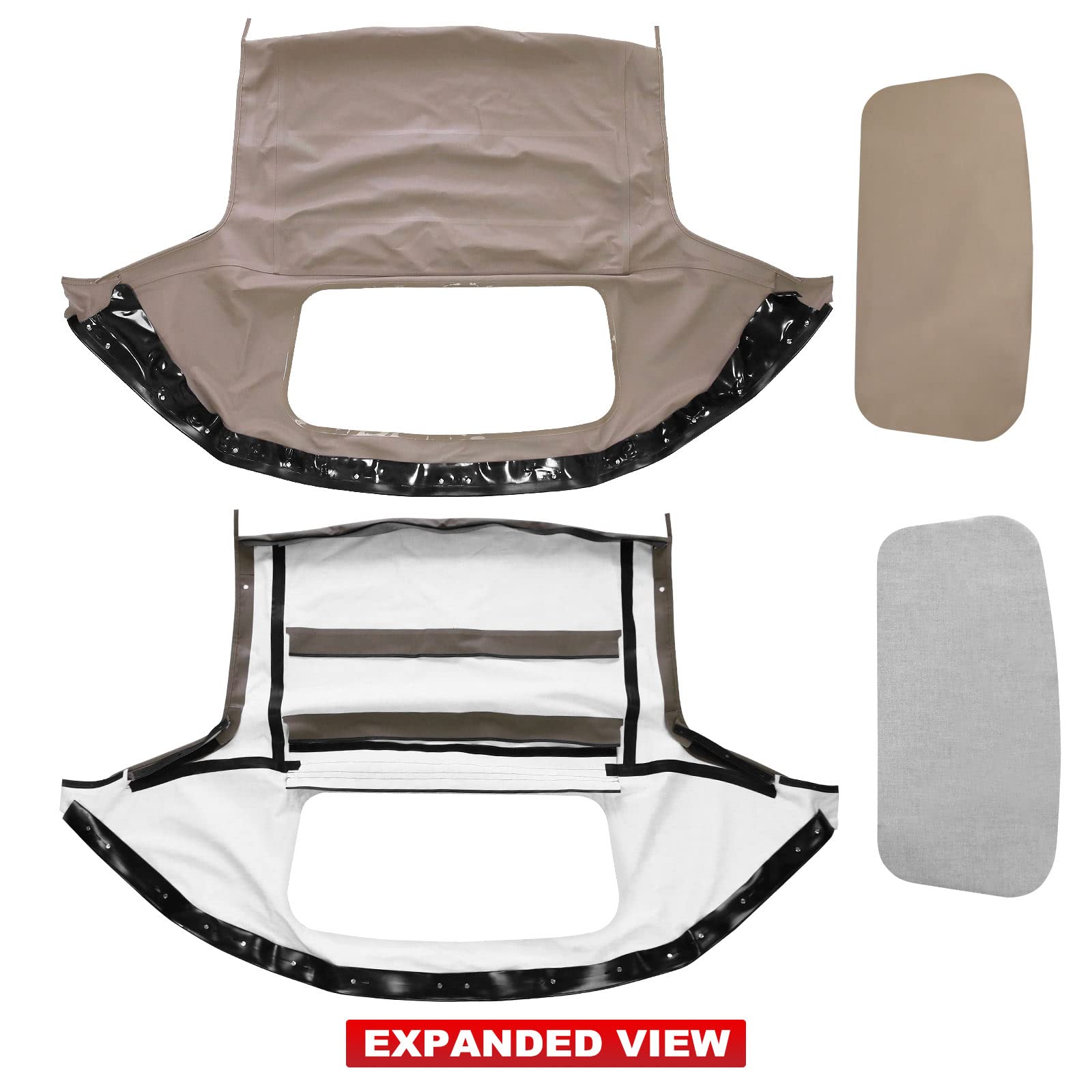 Premium Tan Convertible Soft Top with Plastic Window for Mazda Miata 1990-2005 | MA14 MA1100339902 | Durable Replacement Convertible Top for Roadster & Weekend Cruising