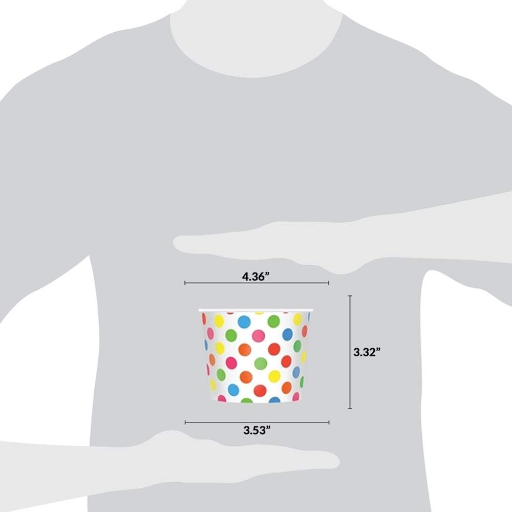 UNIQ 1000-Count 16 oz Polka Dot Paper Ice Cream Bowls - Rainbow Color Disposable Bowls for Hot/Cold Foods - Perfect for Ice Cream Bars, Frozen Desserts, Parties & Catering
