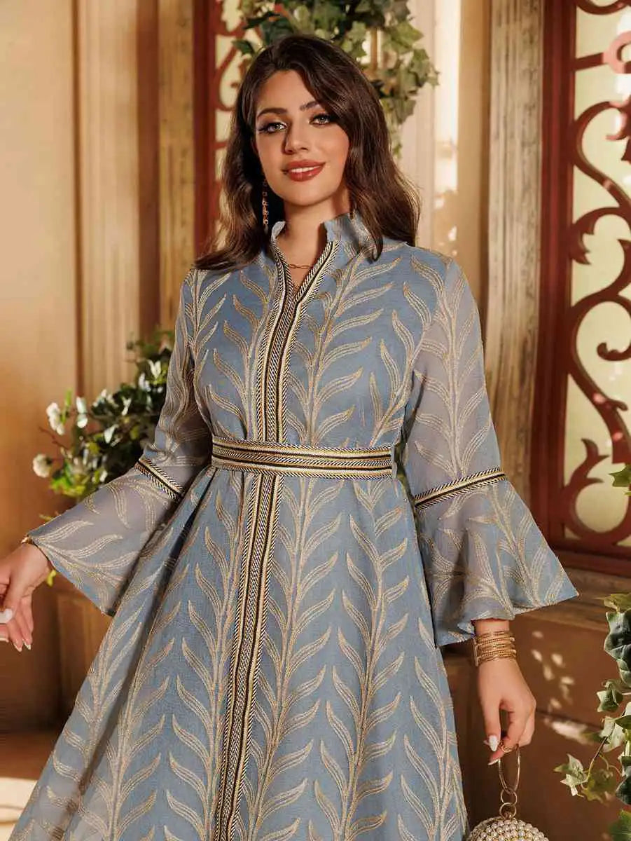 Elegant Eid Doris Embroidered Caftan Dress for Women - Boho Moroccan Kaftan with Intricate Embroidery - Perfect for Eid, Weddings, and Special Occasions