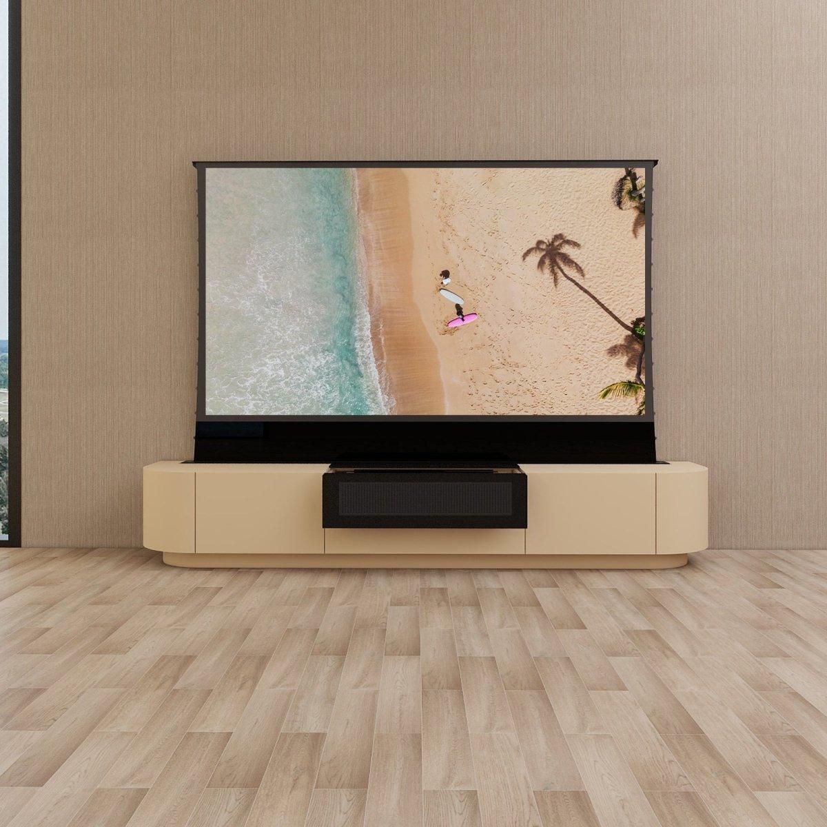 VIVIDSTORM Motorized Laser TV Cabinet Florence - Premium Home Theater Furniture for Living Room & Entertainment Spaces