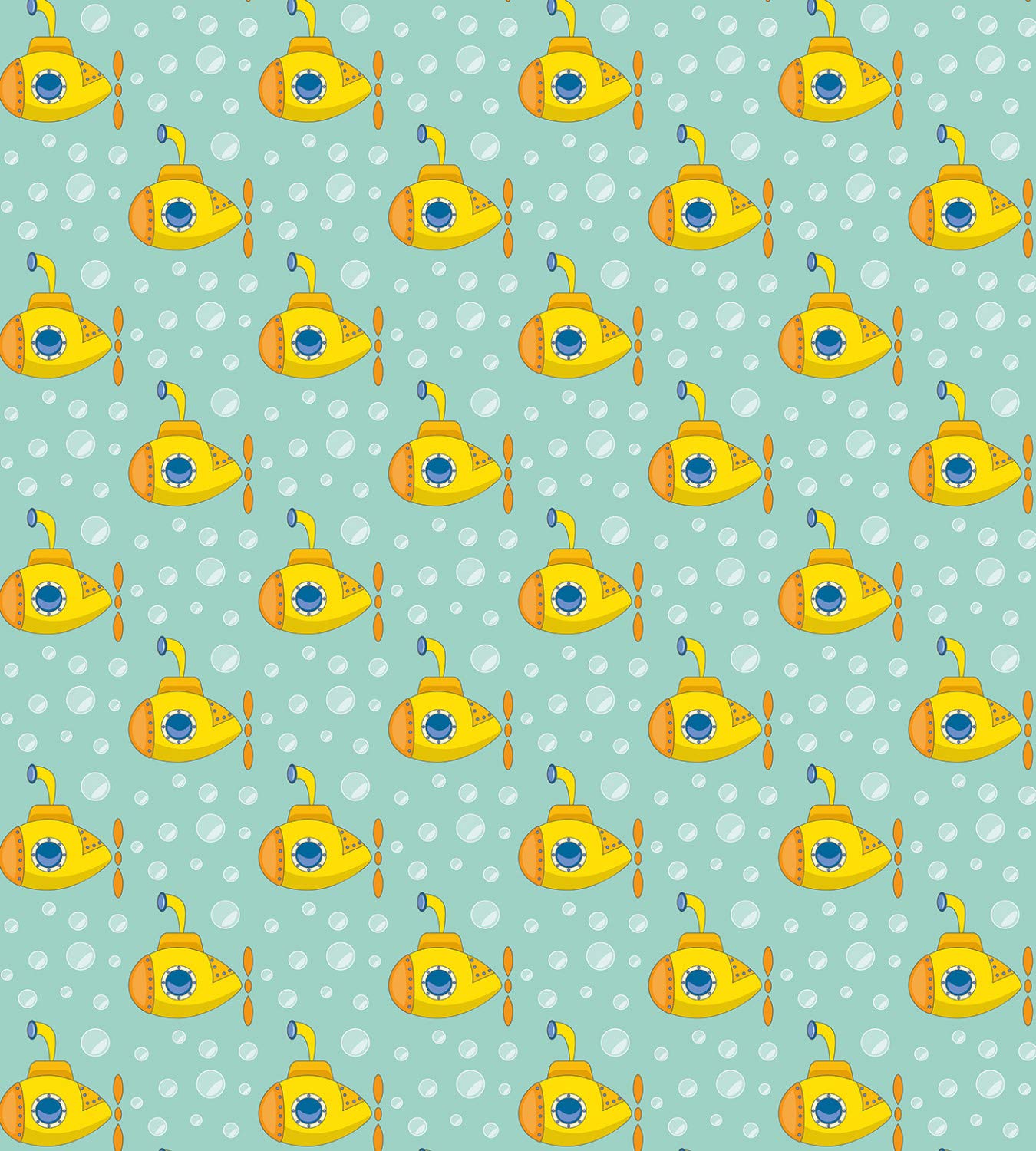 Ambesonne Yellow Submarine Duvet Cover Set - Nautical Themed 3-Piece Bedding with Submarine & Bubble Design, California King Size in Seafoam & Earth Yellow | Perfect for Kids' Rooms, Beach Houses & Underwater Theme Decor