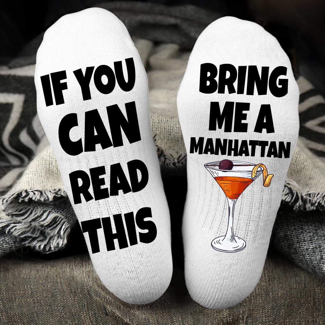 Funny Novelty Socks for Men & Women - Manhattan Cocktail Dress Socks | Unique Christmas Gift Idea for Him & Her | Perfect for Office Parties, Holiday Gatherings and Casual Wear