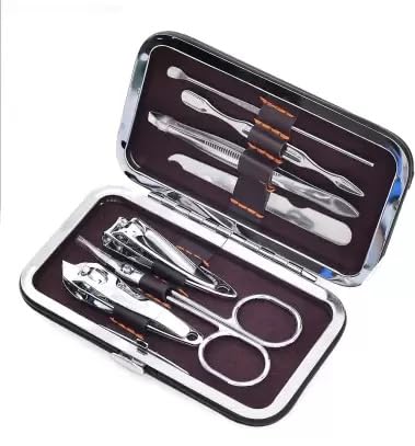 SKENTERPRISES 7-in-1 Professional Manicure Kit - Stainless Steel Nail Clipper, Cuticle Nipper, Nail File & More - Complete Nail Care Set for Home & Salon Use - Perfect for Travel, Gifts & DIY Manicures
