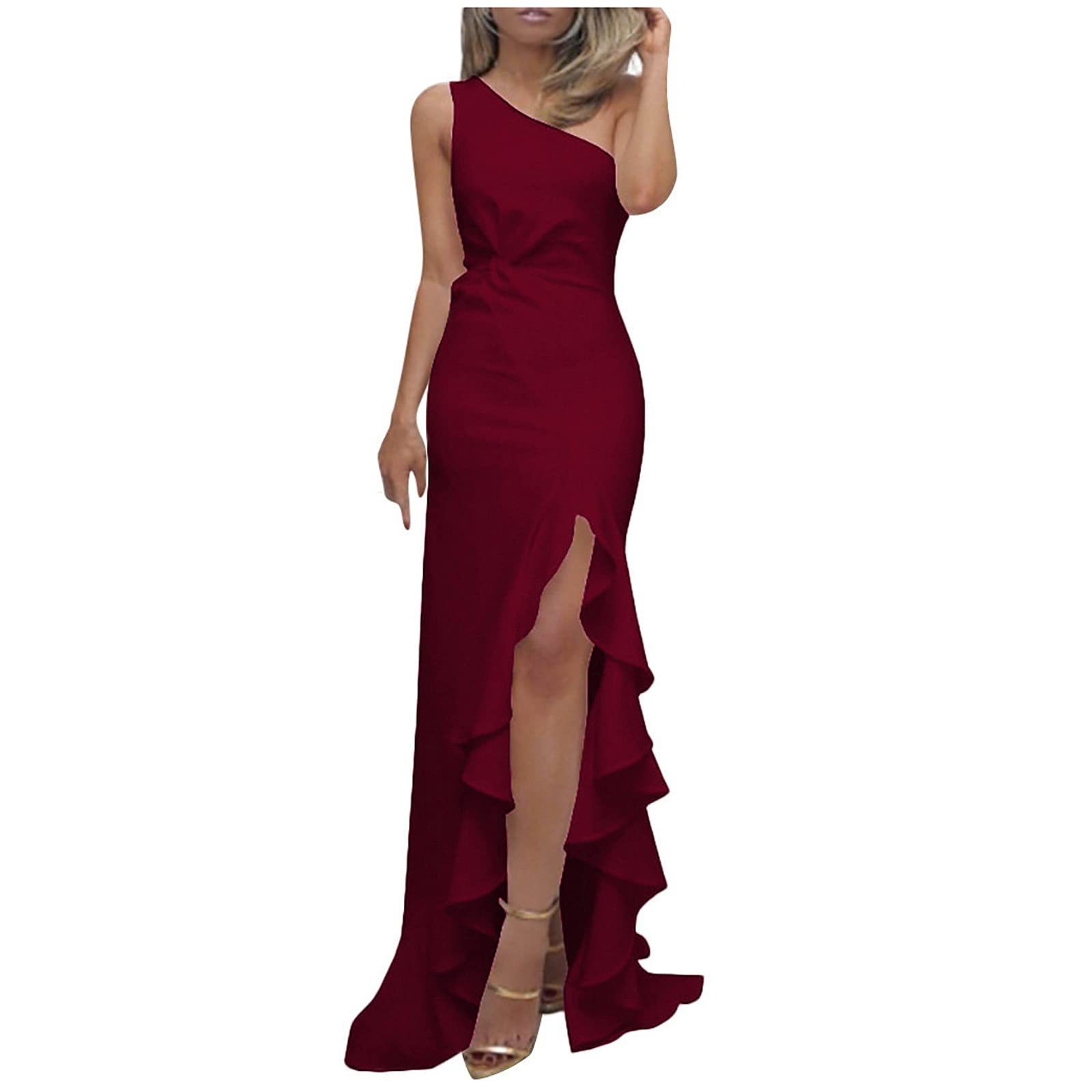 RIJJTRP Women's Flattering Maxi Dress - Slimming Design to Hide Belly Fat, Sexy High Slit & Slanted Hem, Summer Long Dress 2022 | Perfect for Beach Vacations, Date Nights & Special Occasions