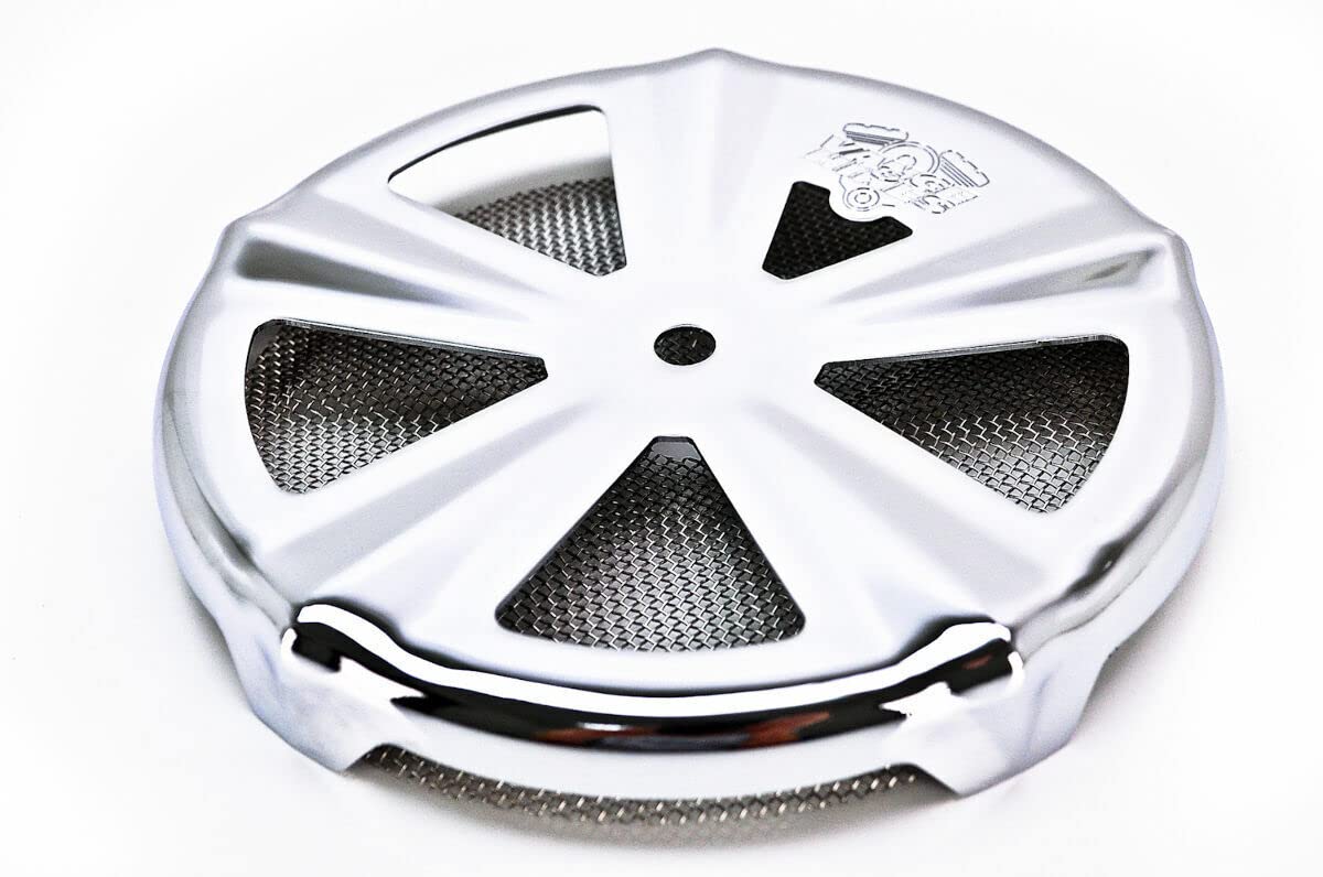 Vance & Hines Chrome Skullcap Crown Air Cleaner Cover for Harley Davidson Motorcycles - Enhances Performance & Style for Cruiser Bikes