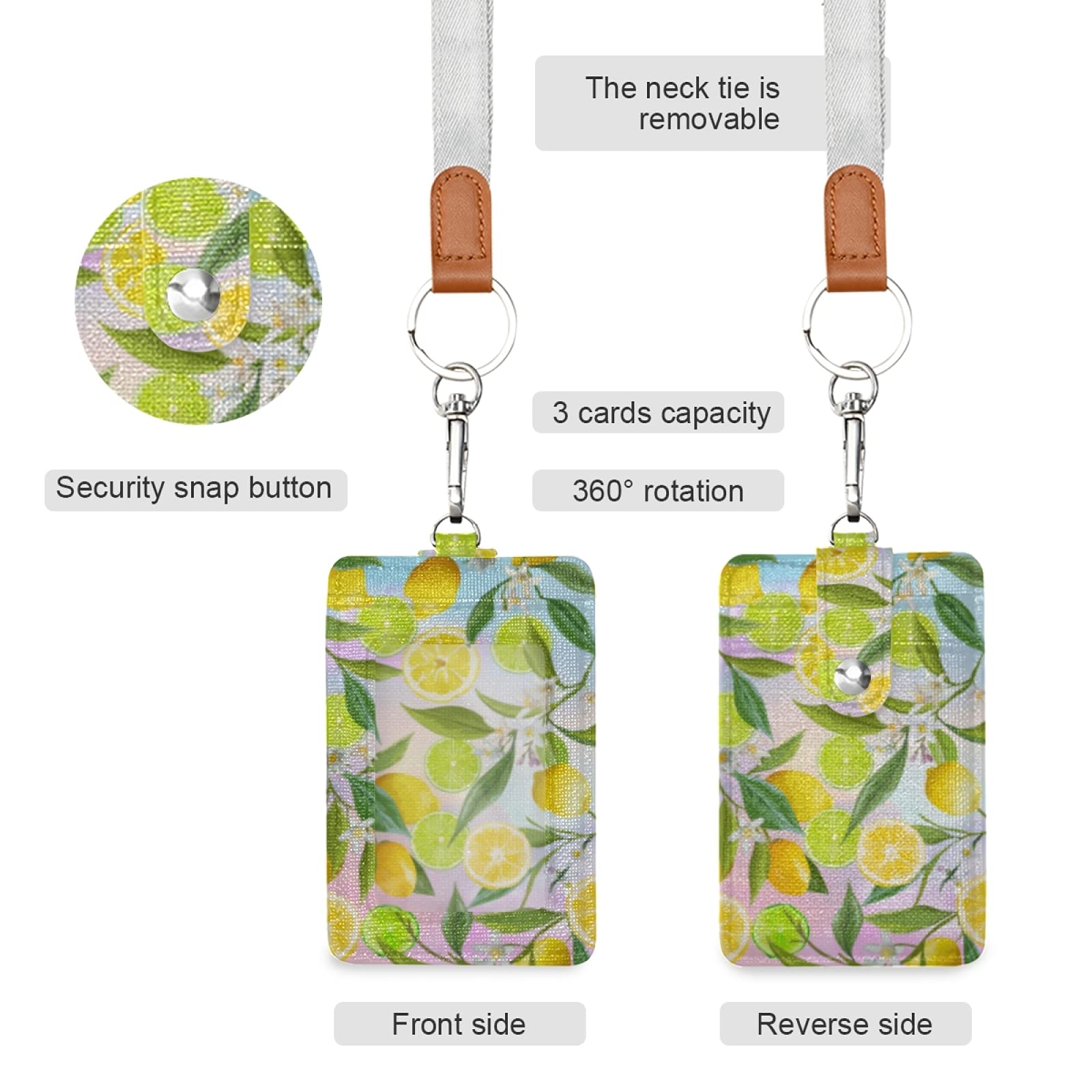 Colorful Lemon ID Badge Holder with Lanyard for Office & School Staff