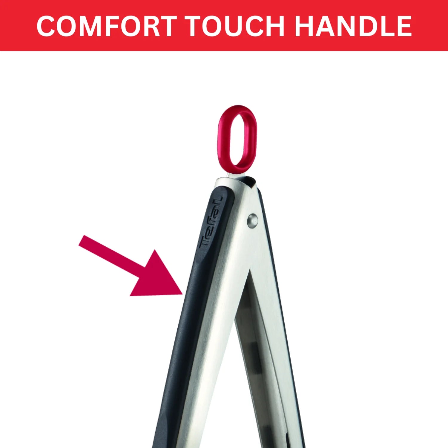 Tefal Ingenio K1182004 Stainless Steel Nylon Tipped Kitchen Tongs - Perfect for Grilling, Serving, and Cooking with Non-Scratch Protection