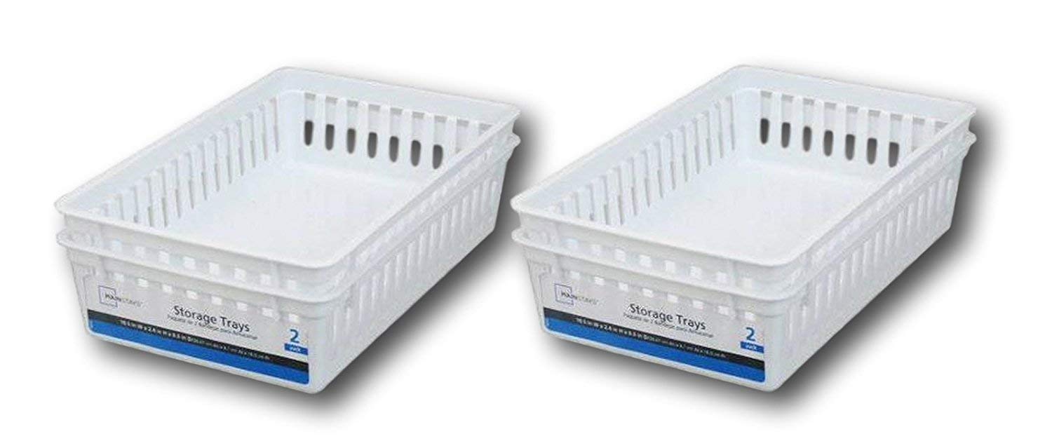 2-Pack Plastic Storage Trays - Organize Home & Office Supplies