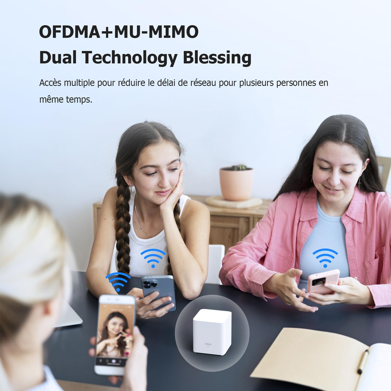 Tenda Nova Mesh MX3 (3-Pack) - AX1500 Dual-Band WiFi 6 Mesh System, Whole Home Coverage up to 270㎡, Easy Setup, Parental Controls, Alexa Compatible - Perfect for Smart Homes and Large Spaces