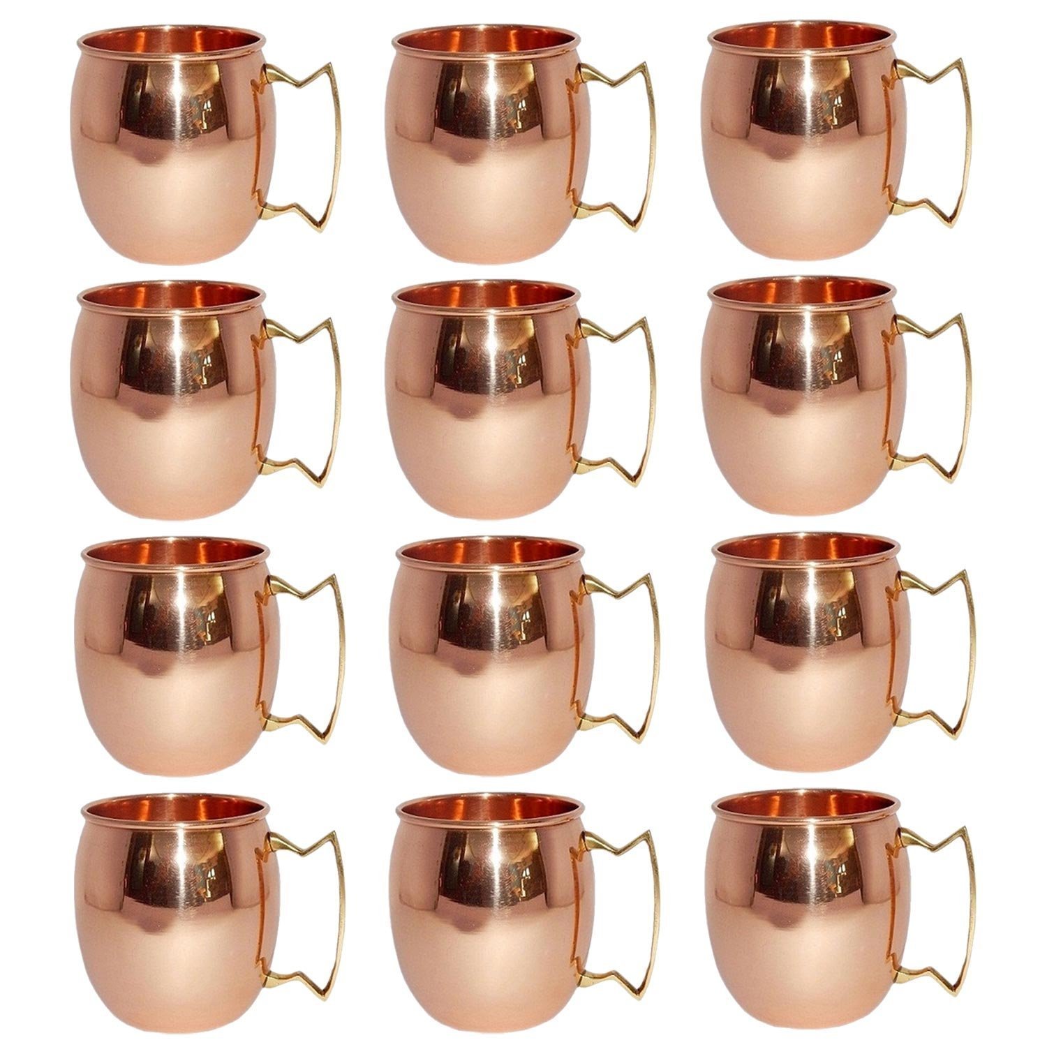 12-Piece Copper Moscow Mule Mugs Set - Hammered Copper Cups for Cocktails, Iced Coffee & Beer - Perfect for Parties, Bars & Home Entertaining
