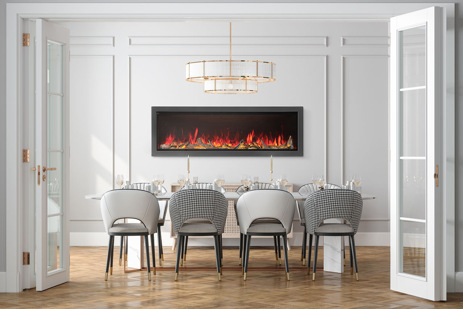 Napoleon Astound 74 Smart Built-In Linear Electric Fireplace - Modern Heating Solution for Living Room, Bedroom & Office - Energy Efficient & Remote Controlled