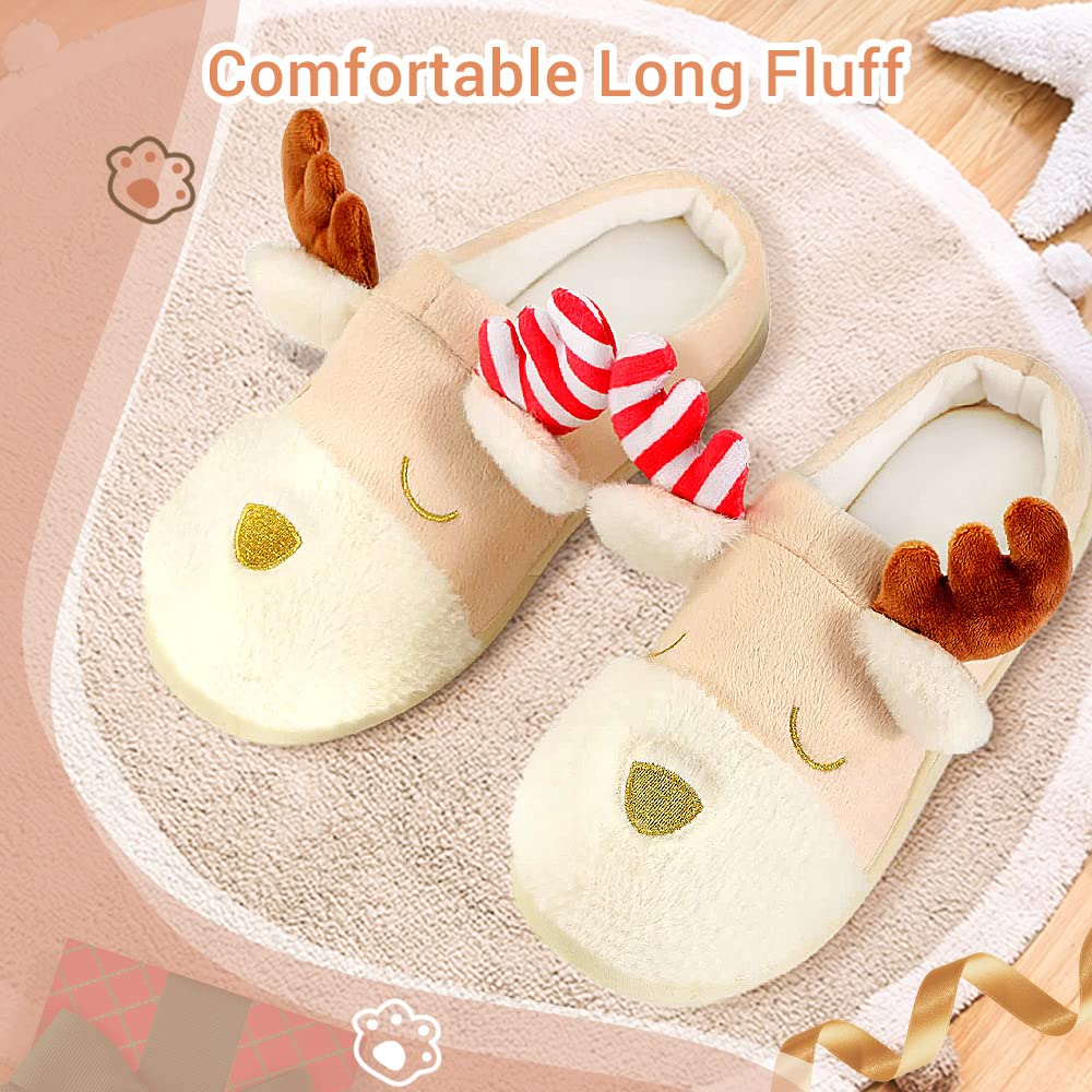 Cozy Fuzzy Animal Slippers for Women & Kids - Non-Slip Memory Foam Winter House Shoes | Cute Puppy, Polar Bear & Reindeer Designs for Christmas Gifts | Perfect for Indoor, Bedroom & Lounge Wear