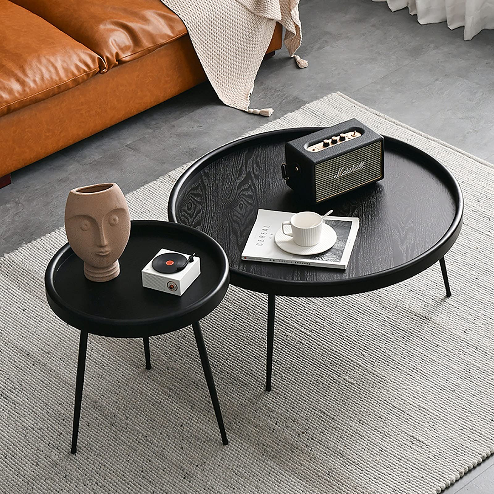 Nordic Round Coffee Table - 31.5 Inch Modern Sofa Side Table, Bedside Table, Corner Table for Living Room, Balcony, Bedroom - Perfect for Coffee, Snacks, Books & Decor