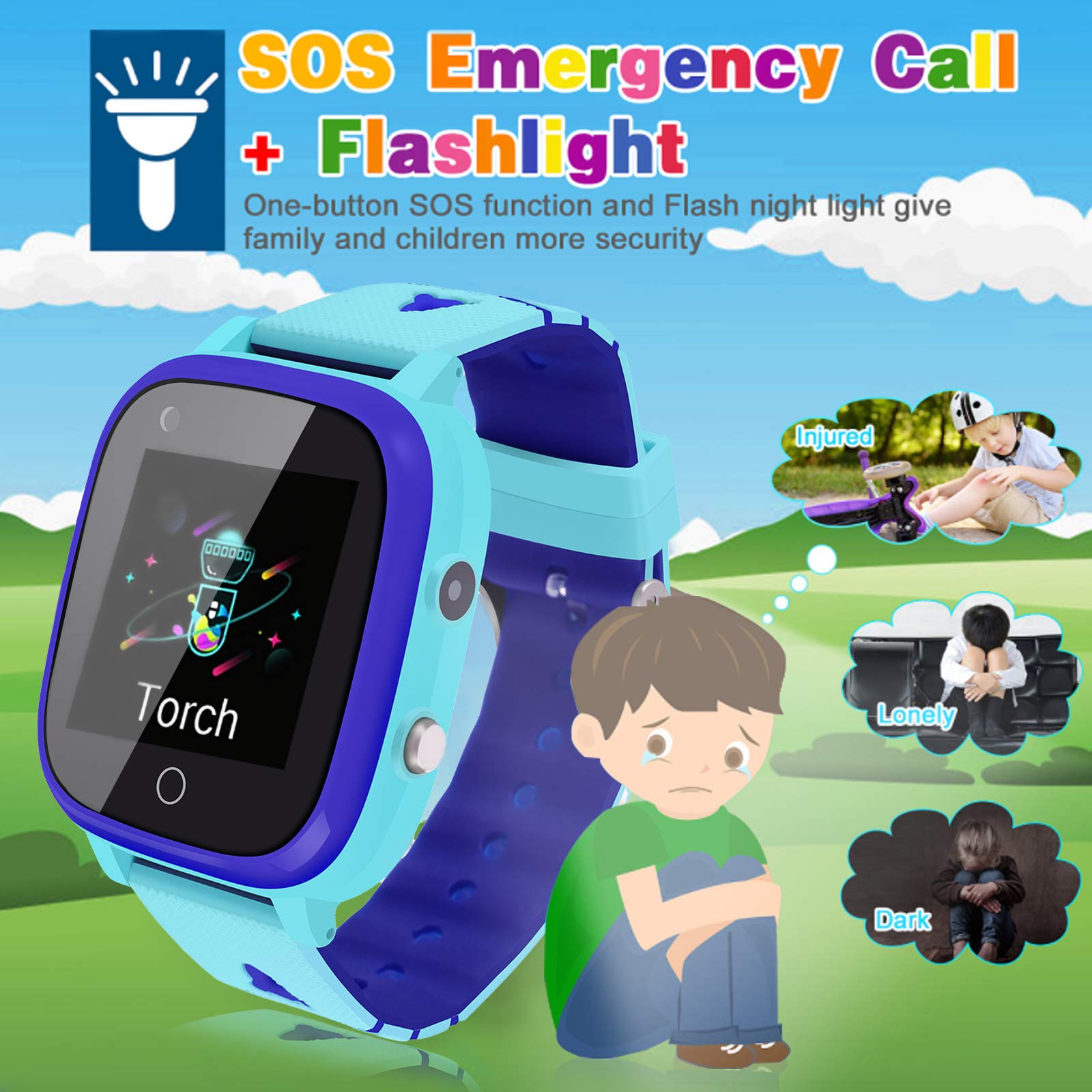 4G Smart Watch for Kids - IP67 Waterproof GPS Tracker with SOS, Two-Way Calling, 1.3