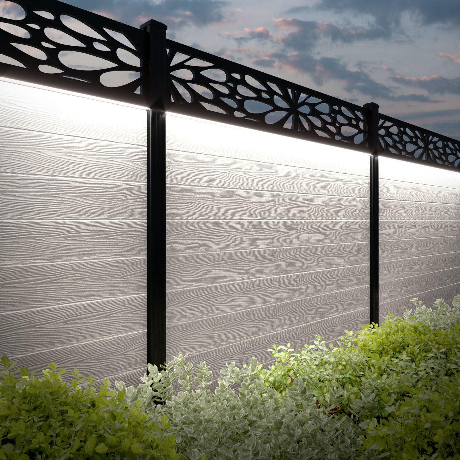 Classic Blossom Fence Panel - Light Stone Composite Fencing with Durable Posts | Perfect for Garden, Backyard, and Outdoor Privacy Decoration