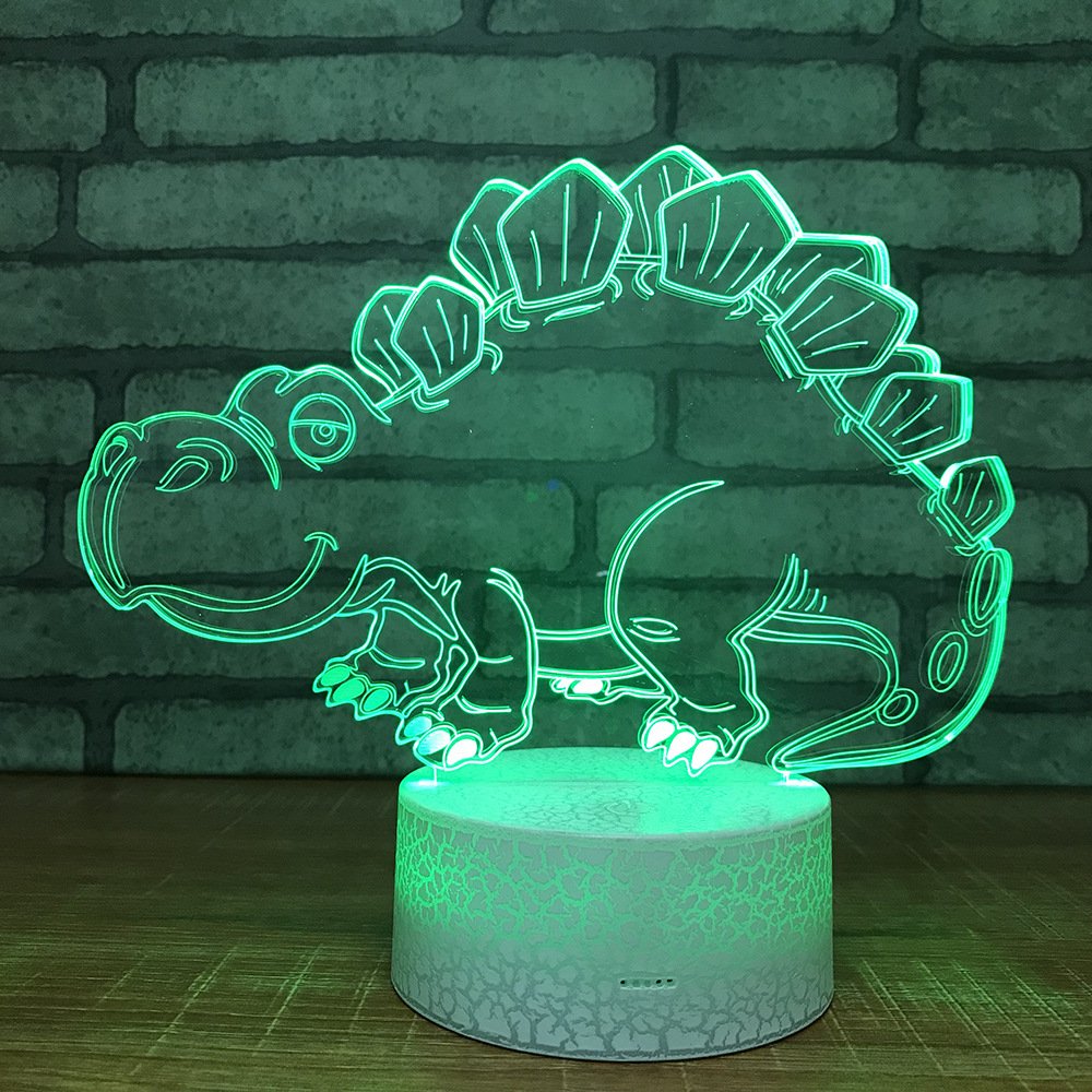 3D Dinosaur Night Light LED Touch Switch Desk Lamp - 7 Color Changing Optical Illusion Lamp for Kids Room, Nursery Decor, Christmas Gift & Birthday Present | Perfect for Bedtime, Study Table, and Children's Party Decorations