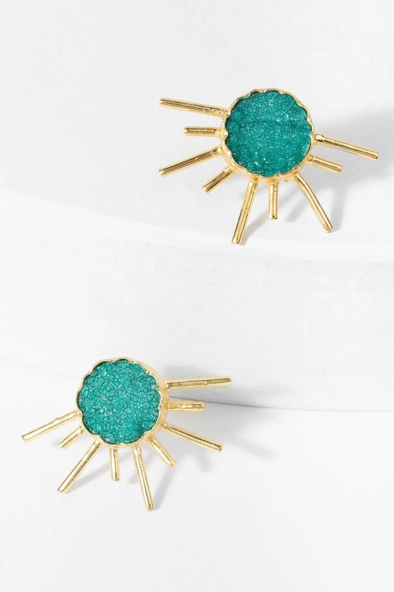Sun Stud Druzy Earrings – Sparkling Natural Stone Jewelry for Women, Dainty & Elegant Earrings for Everyday Wear, Perfect for Office, Party & Special Occasions