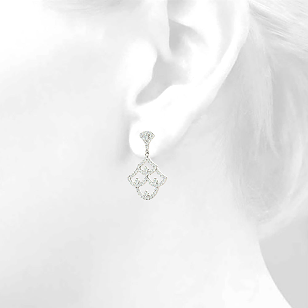 1.00 Carat Diamond Drop Earrings - Modern Cocktail Style Dangle Earrings for Women - Perfect for Weddings, Parties & Special Occasions