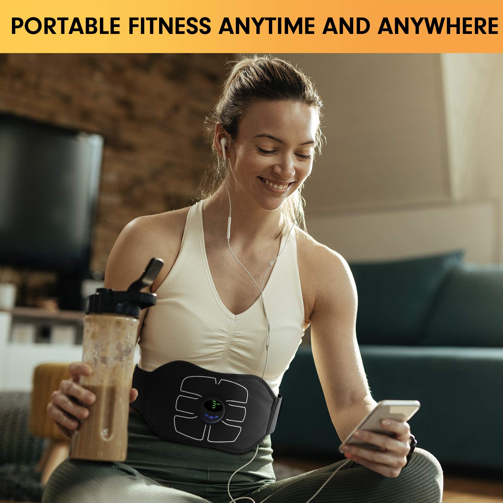 MarCoolTrip ABS Stimulator - Portable Ab Machine for Home & Office Workout - Black