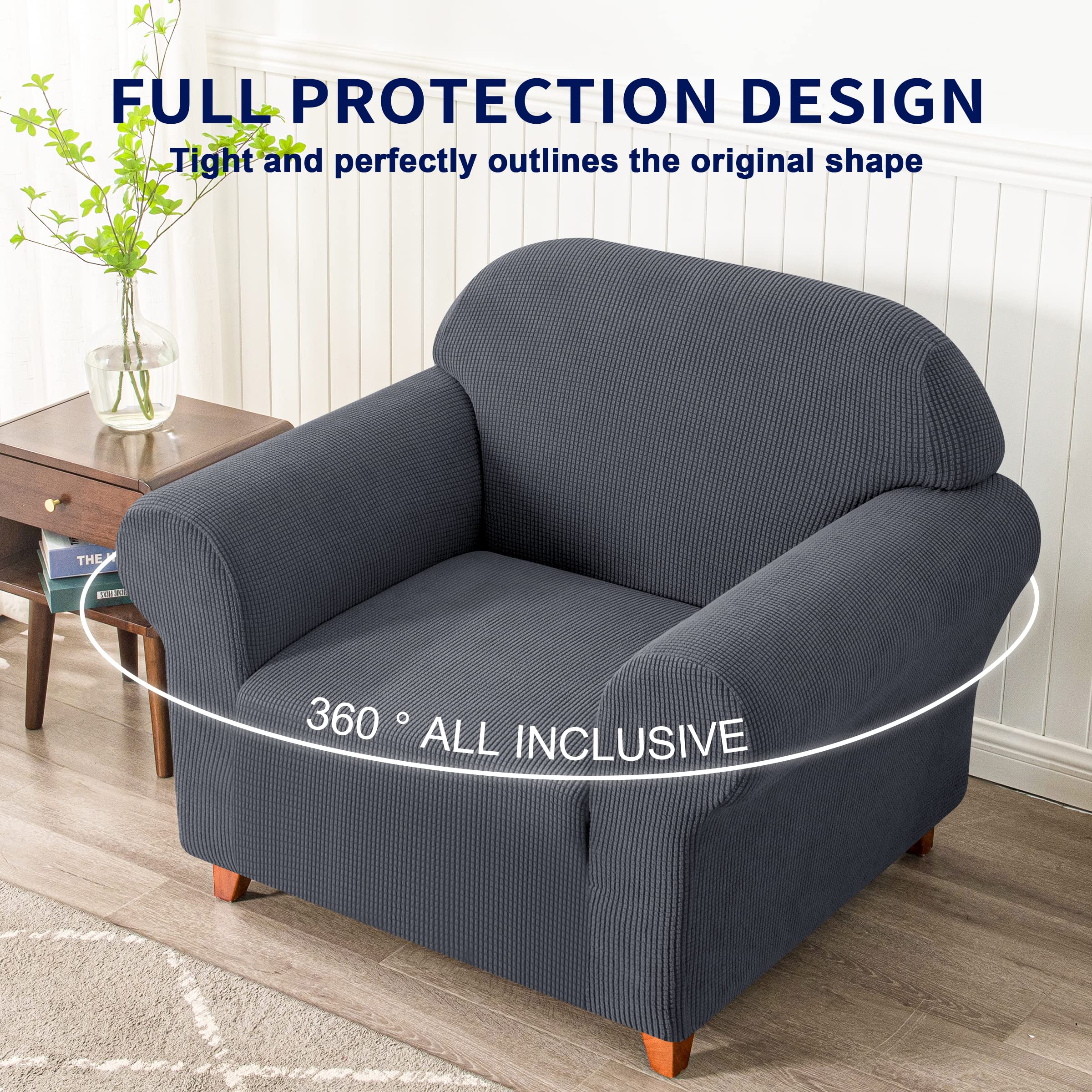 SUBRTEX Stretch Armchair Sofa Slipcover - Washable 1-Piece Cover for 1-Cushion Couch & Single Seater Chair, Small Gray - Perfect for Living Room, Office, or Apartment Decor