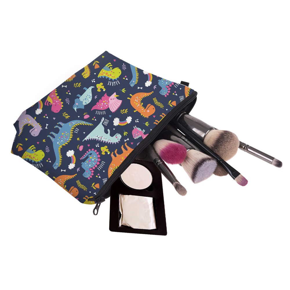 ASCHAR Adorable Waterproof Cosmetic Bag for Women - Roomy Travel Makeup Organizer with Dino Print (Dino 52198) | Perfect for Toiletries, Travel Accessories & Cute Gifts