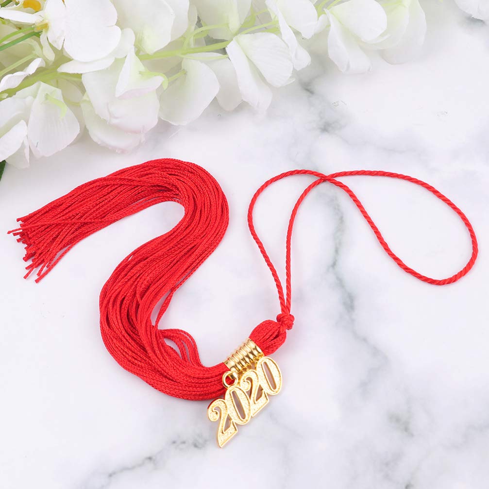Amosfun 2020 Graduation Tassel with Year Charm - 4PCS Red Graduation Cap Tassels for Graduation Party Decorations & Ceremony - Perfect for High School, College Commencement & Graduation Photo Props