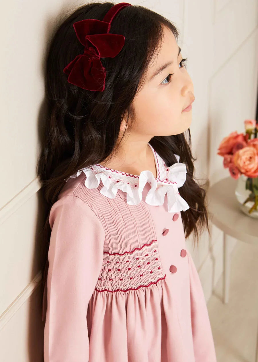 Pink Hand-Smocked Baby Girl Dress - Elegant & Comfortable for Special Occasions, Parties & Photos