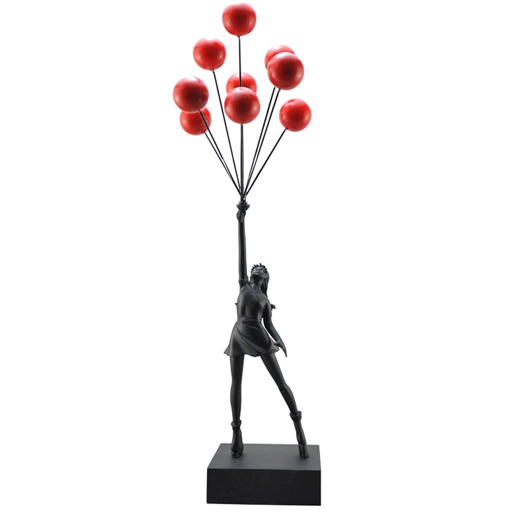 Balloon Girl Statue - Nordic Style Desktop Ornament for Home, Living Room, TV Cabinet & Entrance Decor | White Sculpture for Creative Interior Design & Gift Giving