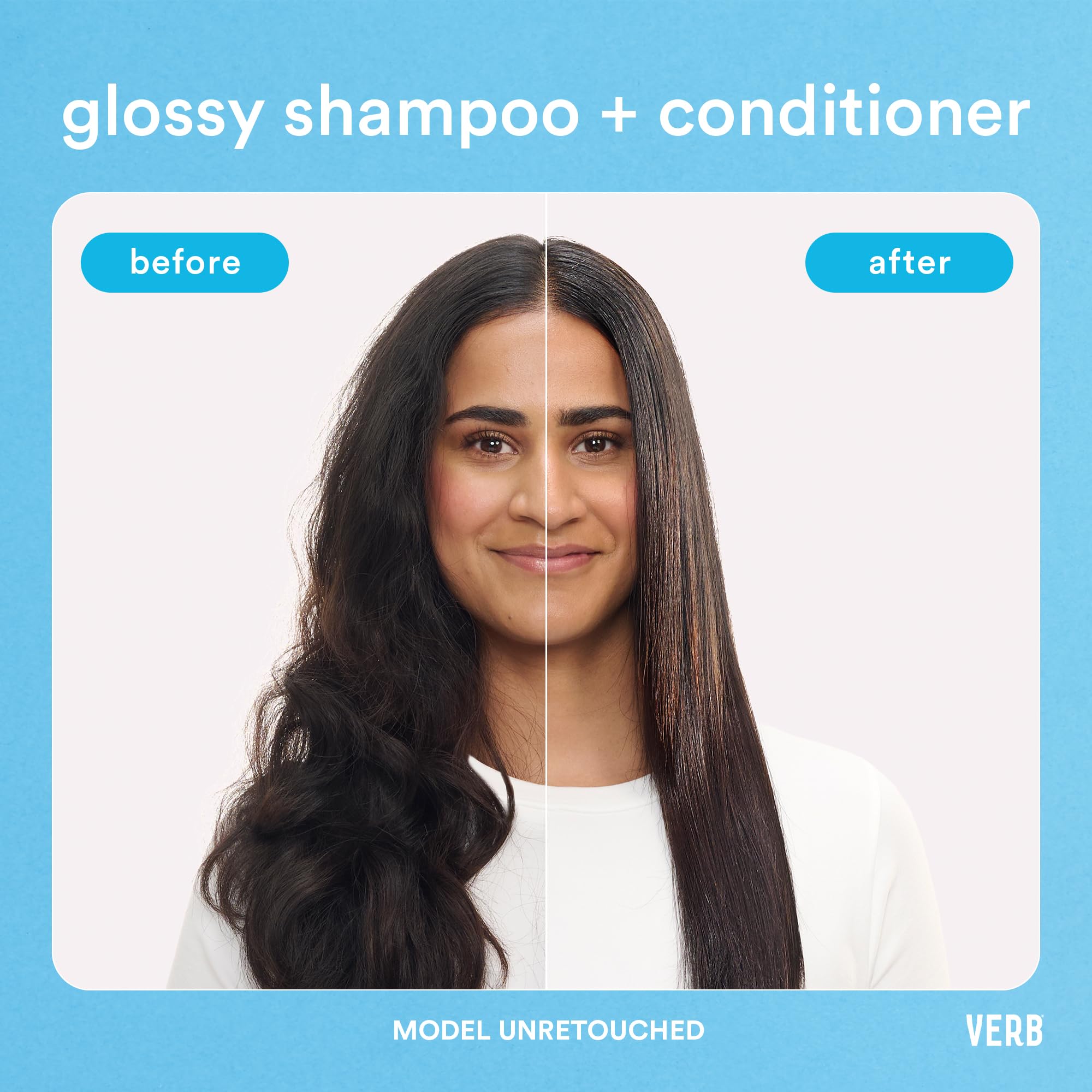 VERB Glossy Shampoo for Thick to Coarse Hair - Sulfate Free, Paraben Free & Gluten Free Moisturizing Shampoo with High Shine - Perfect for Dry, Damaged Hair & Daily Hydration Care