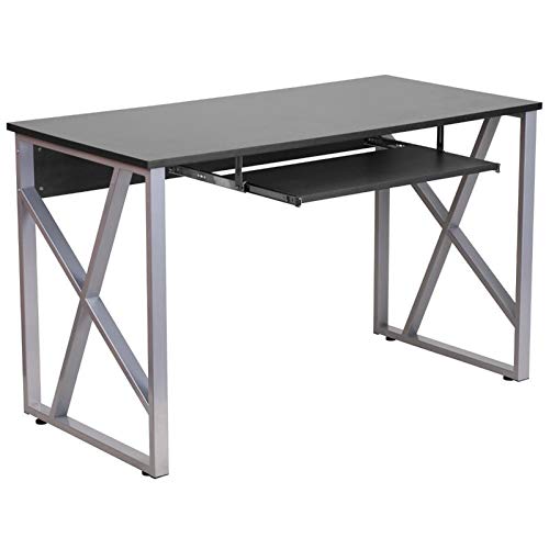 Scranton & Co Black Computer Desk - Modern Home Office Desk for Work & Study | Perfect for Small Spaces & Remote Work