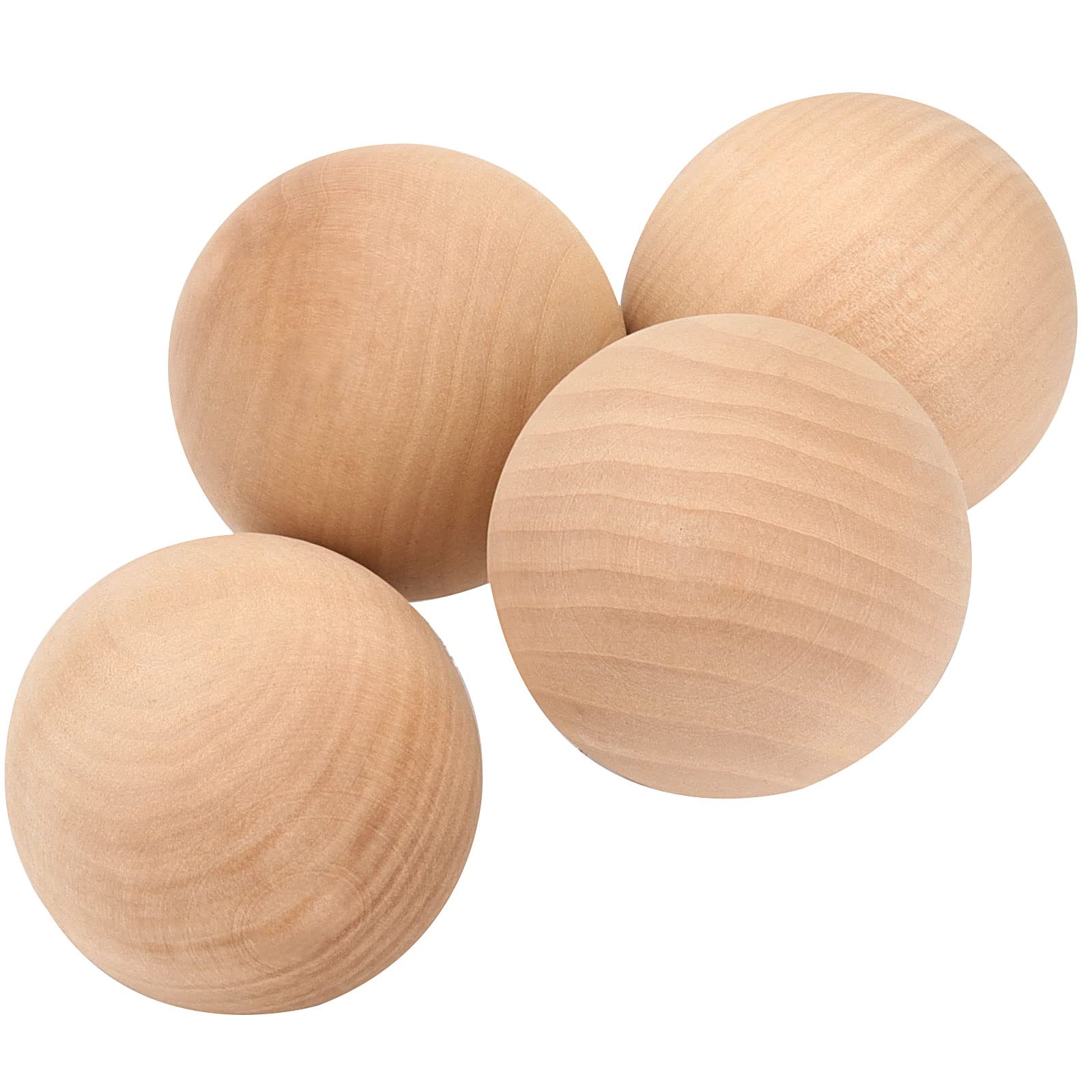 SEUNMUK 4-Pack 3 Inch Unfinished Natural Wooden Round Balls - Hardwood Crafting Supplies for DIY Projects, Wine Decanter Tops & Home Decor - Perfect for Woodworking, Centerpieces, and Decorative Accents
