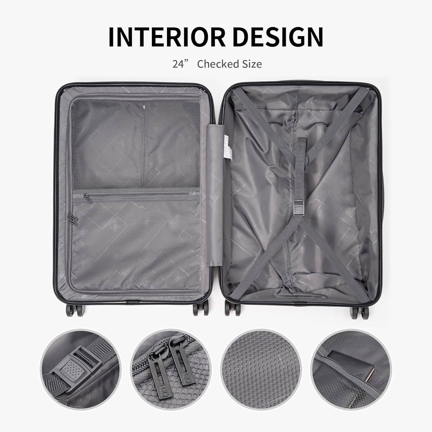 LEVEL8 Grace 3-Piece Hardshell Luggage Set with Spinner Wheels & TSA Lock - 20
