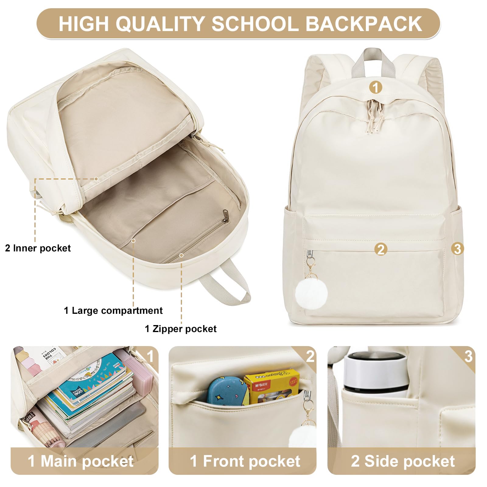 Bluboon Durable School Backpack for Kids & Teens - Lightweight Laptop Bookbag for Girls, Boys & Women - Perfect for School, Travel & Work Gifts