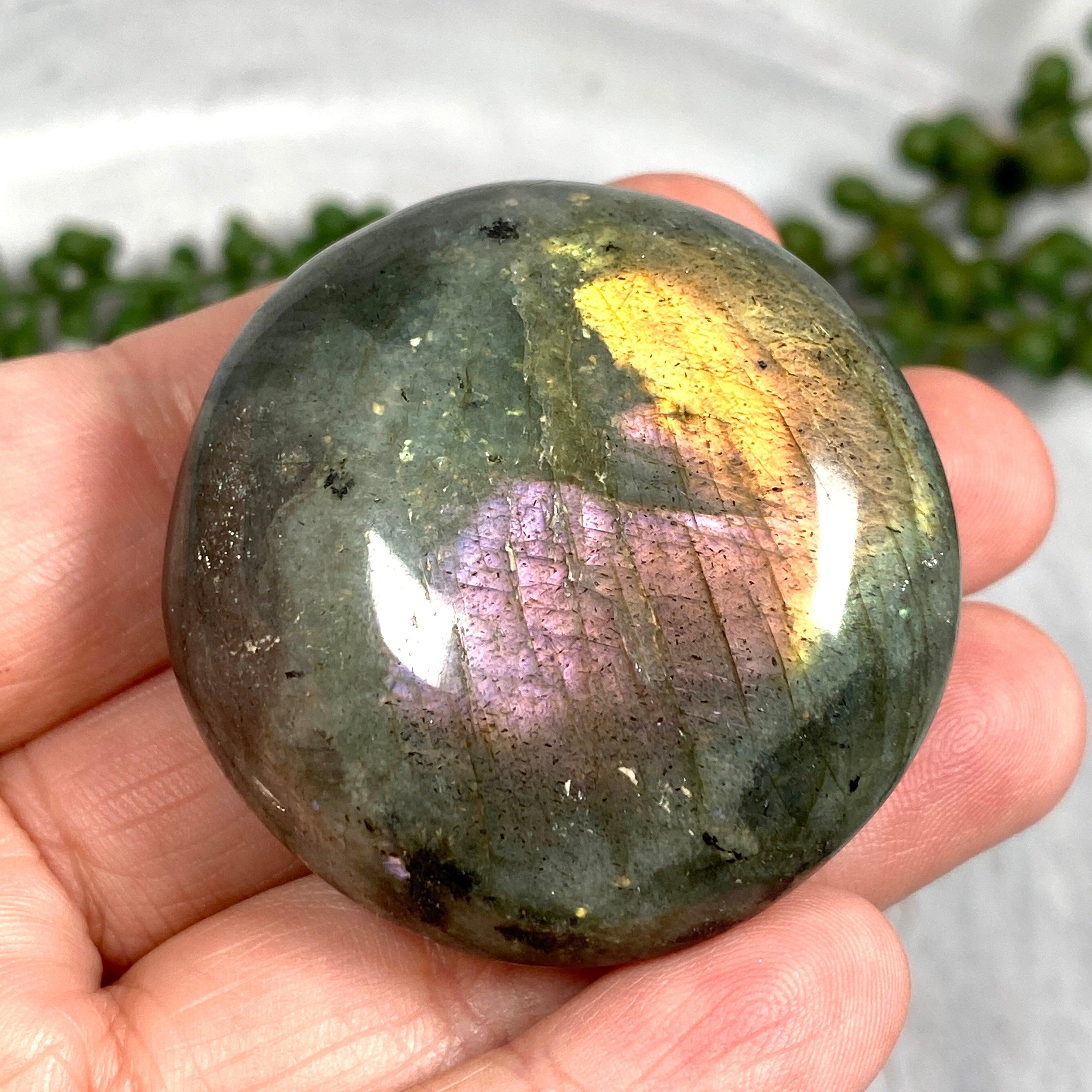 Natural Purple Labradorite Palm Stone - Healing Crystal for Meditation, Stress Relief & Energy Balancing - Perfect for Reiki, Yoga & Spiritual Practices