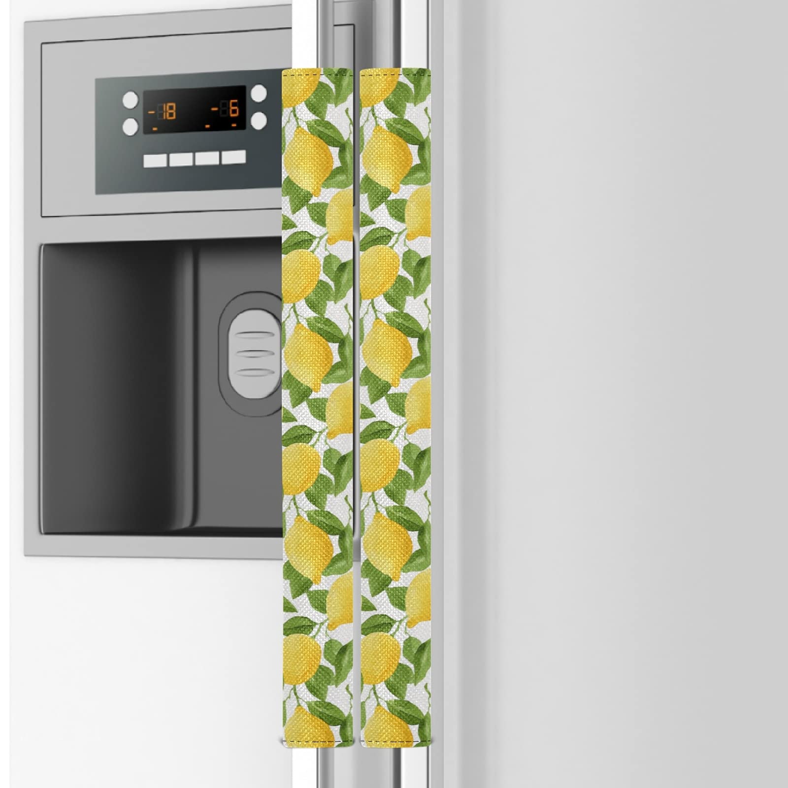 Emelivor 2-Pack Lemon Yellow Refrigerator Door Handle Covers - Non-Slip Replacement Handles for Fridge, Oven, Microwave & Dishwasher - Upgrade Kitchen Safety & Style