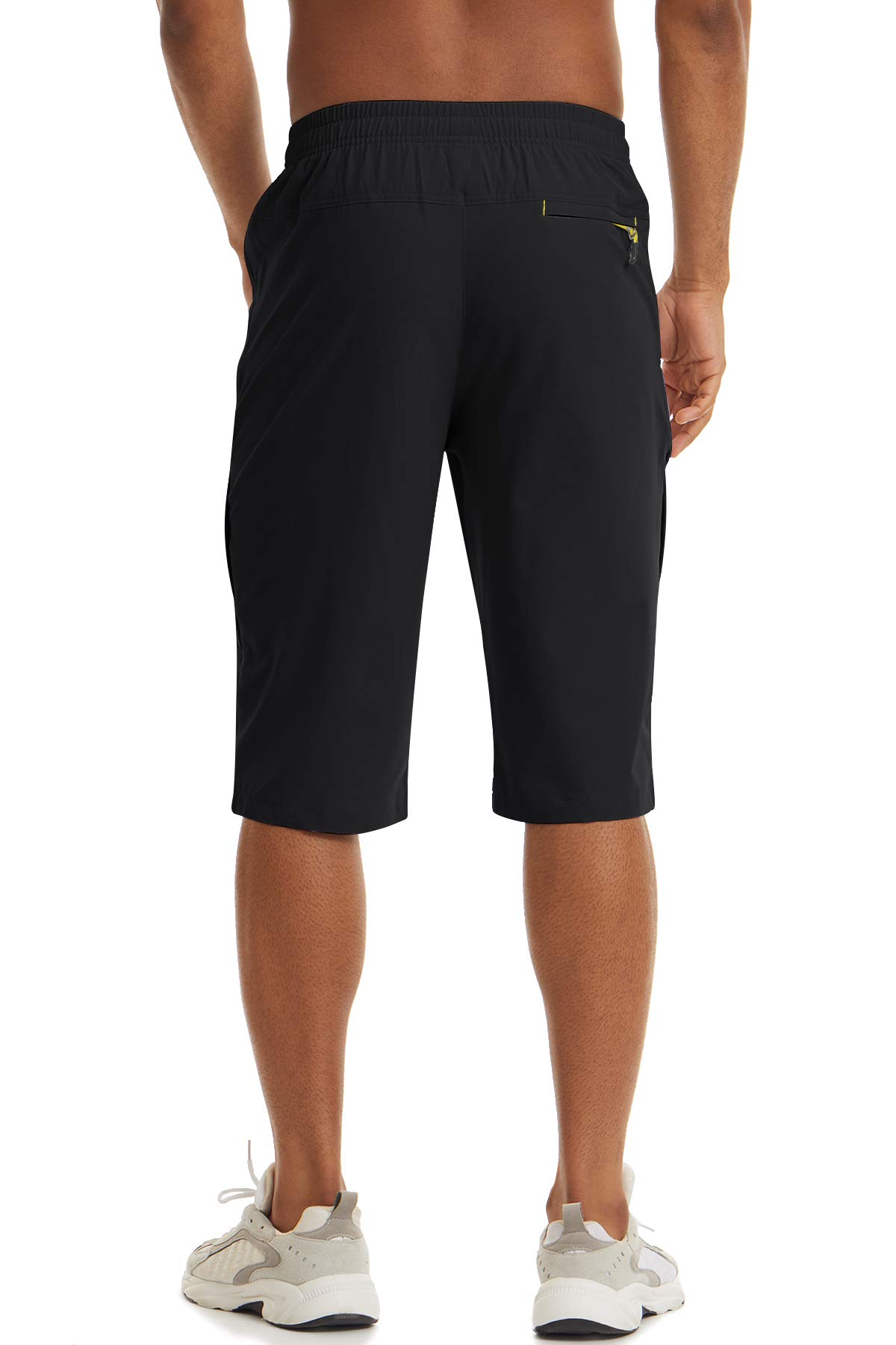 TACVASEN Men's Quick Dry Hiking 3/4 Long Capri Athletic Shorts with Zipper Pockets - Lightweight Workout Running Shorts for Outdoor Sports & Gym Training
