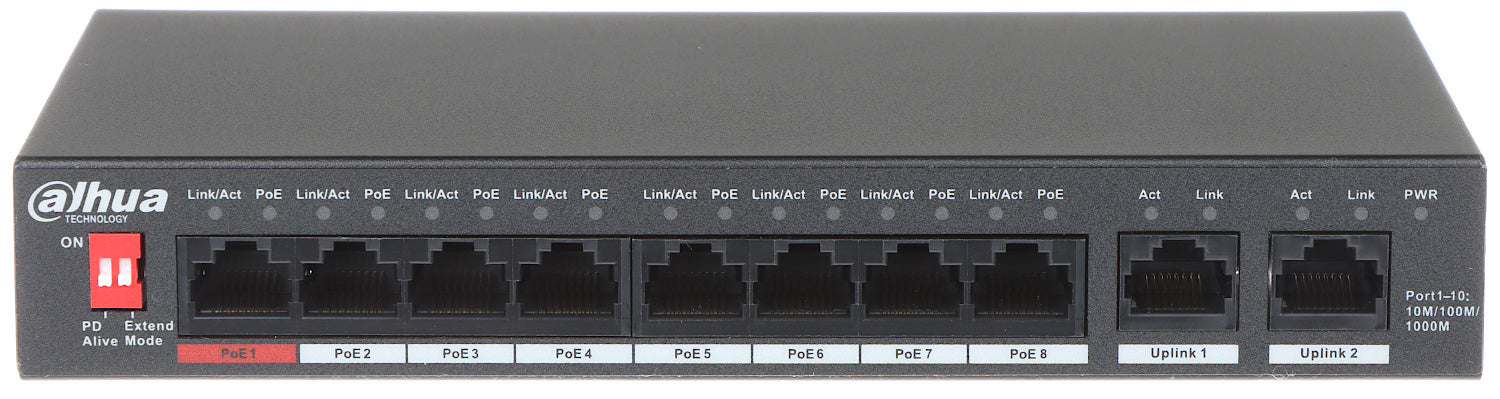 PFS3010 8GT 96 V2 8-Port PoE Gigabit Switch with 2x RJ45 Uplink - Ideal for Home Office, Small Business Network & IP Camera Setup