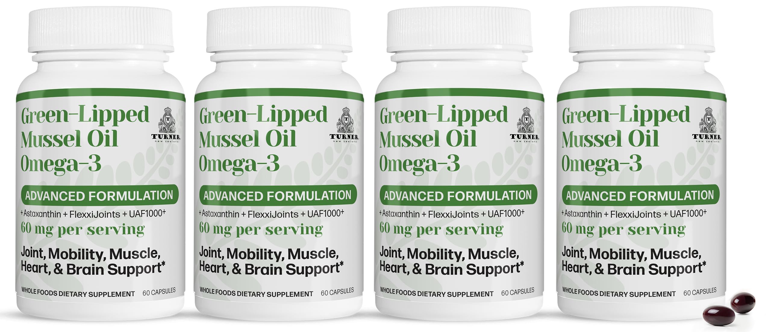 Premium New Zealand Green Lipped Mussel Oil with UAF1000+ Super Antioxidant - 53x Higher Potency Omega-3 for Joint Support & Mobility, No Fishy Aftertaste, 240 Softgels (4 Bottles) - Ideal for Active Lifestyles, Arthritis Relief & Daily Wellness